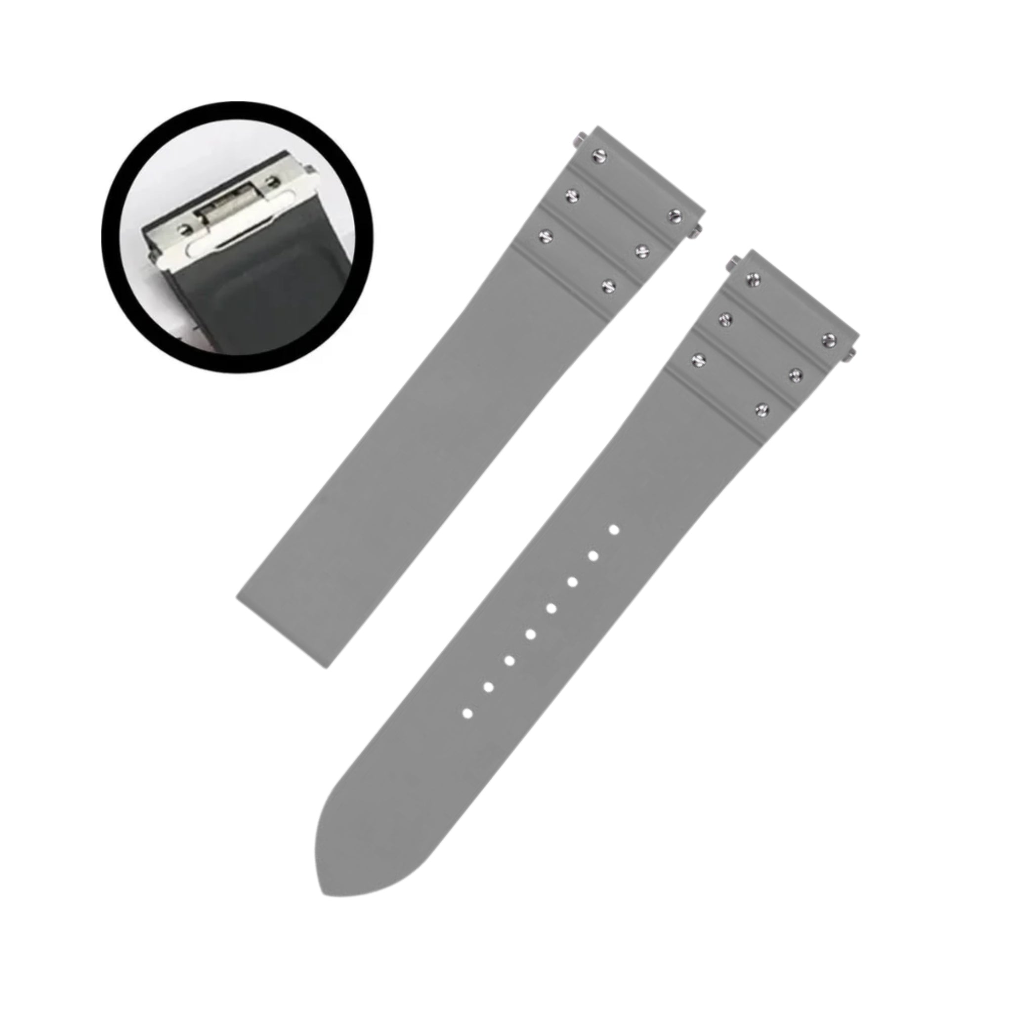 Kautschuk Armband für Cartier Santos Medium/Large – Grau mit Schrauben – Quick Switch/Release