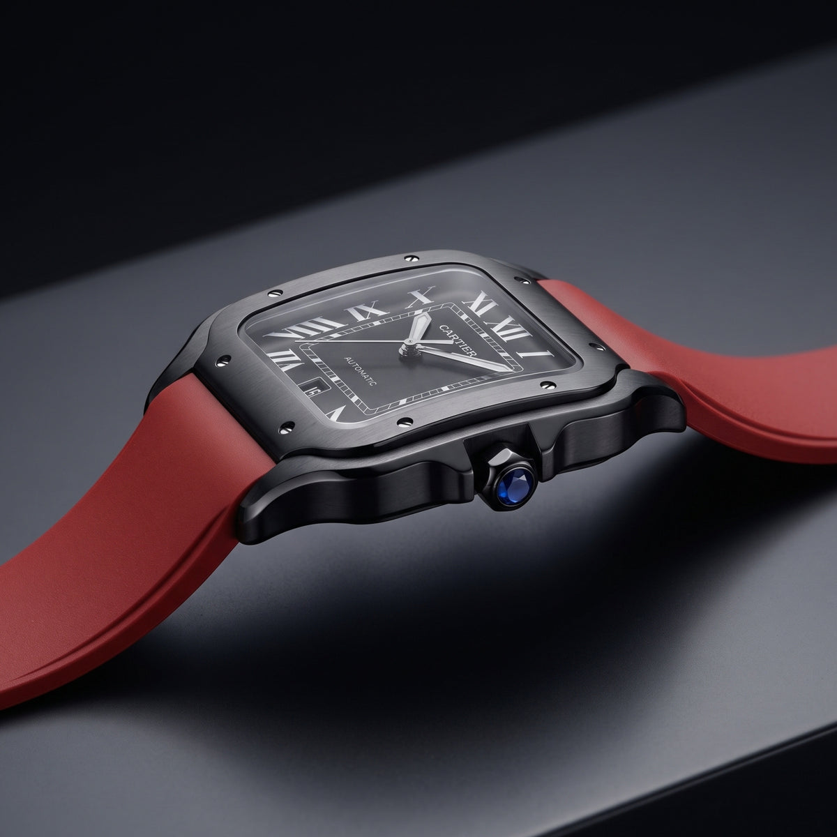 Kautschuk Armband für Santos de Cartier Medium/Large – Rot – Quick Switch/Release