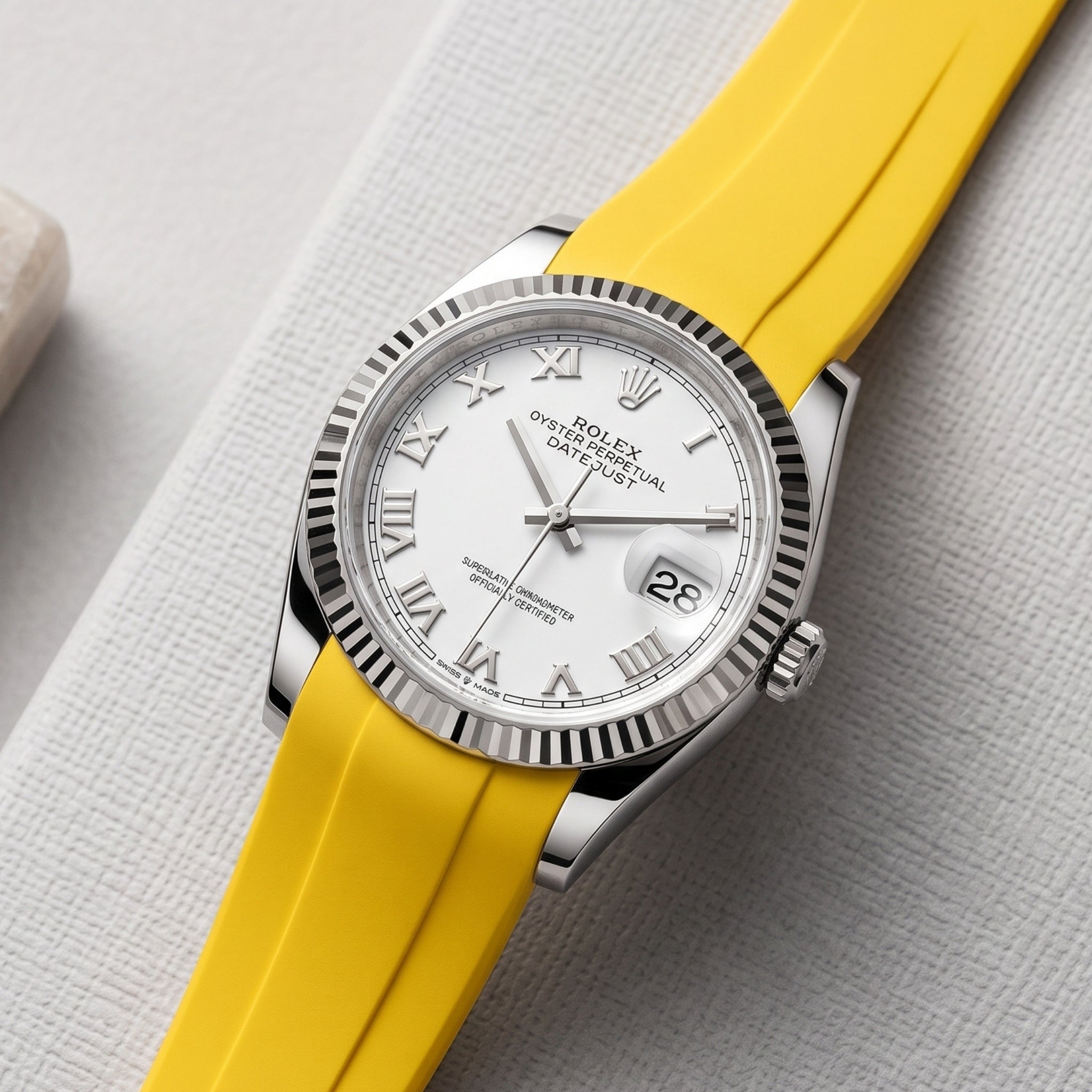 Faltschließe Kautschukarmband für Rolex Datejust 36 – Gelb - Helvetus