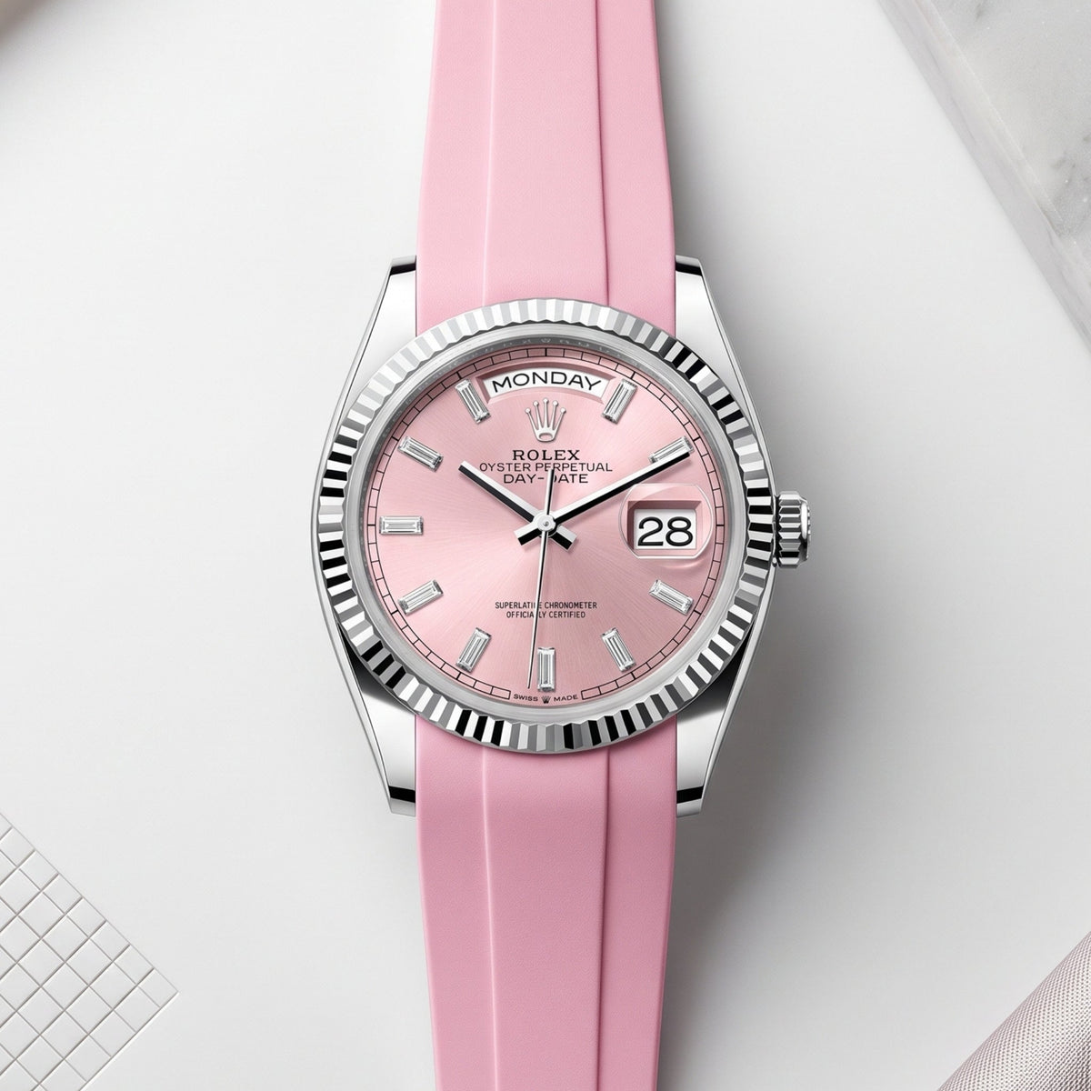 Faltschließe Kautschukarmband für Rolex Day-Date 36mm – Pink - Helvetus