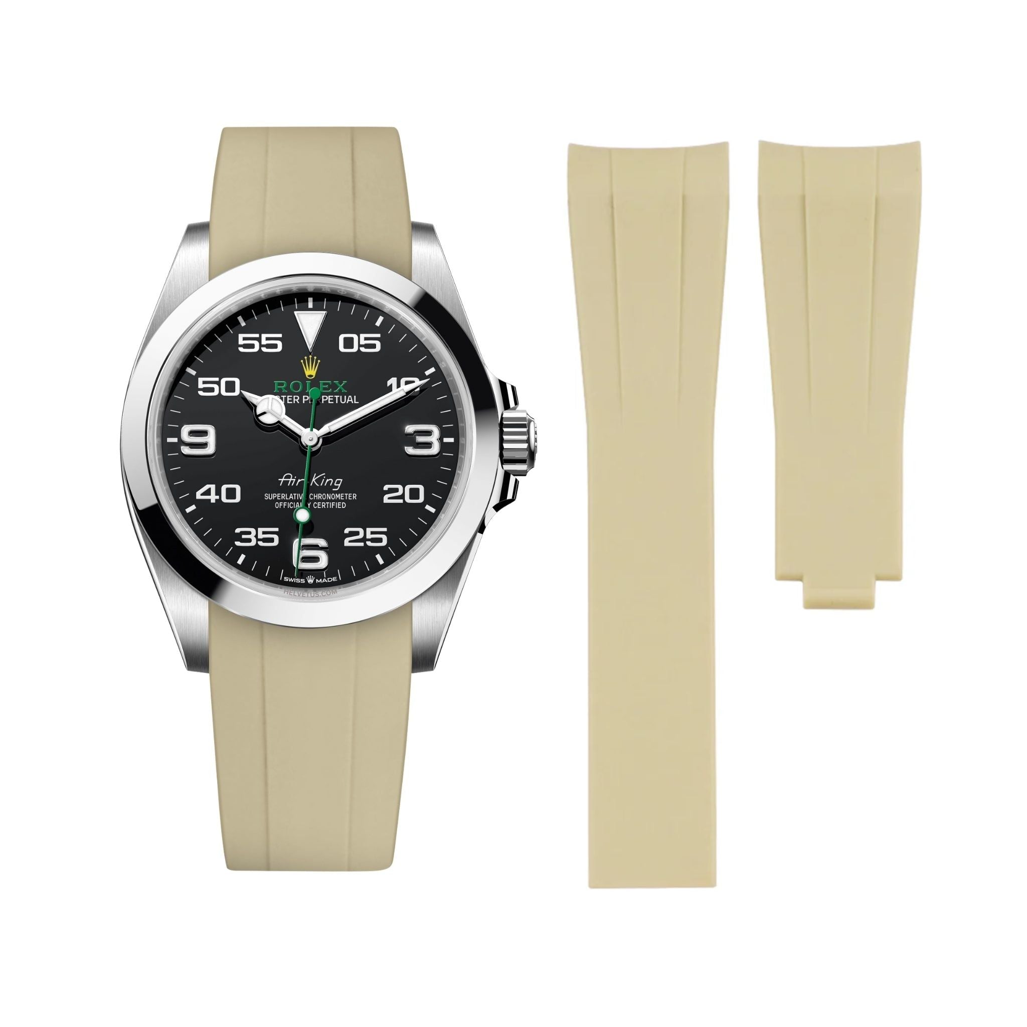 Faltschließe Kautschukarmband für Rolex Air - King 126900/116900 – Beige - Helvetus DE