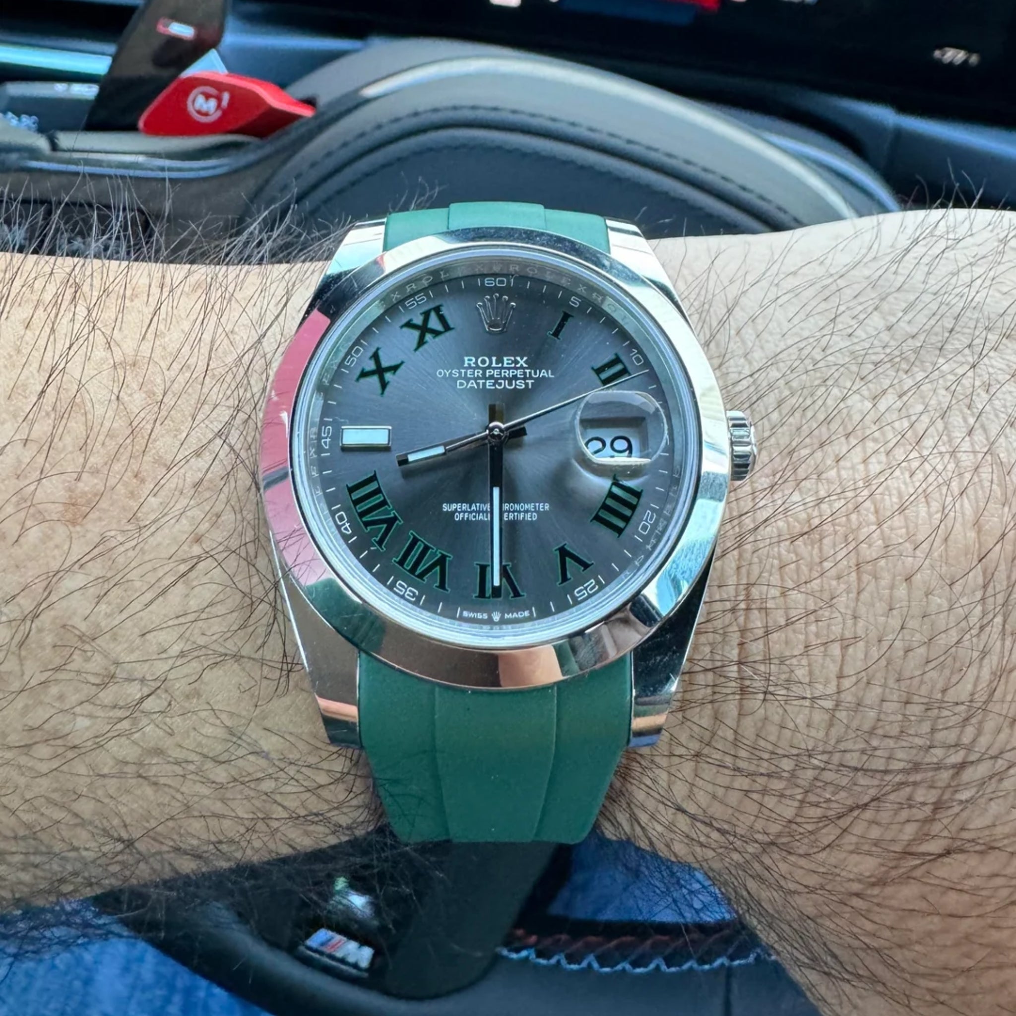 Faltschließe Kautschukarmband für Rolex Datejust 36 – Grün - Helvetus DE