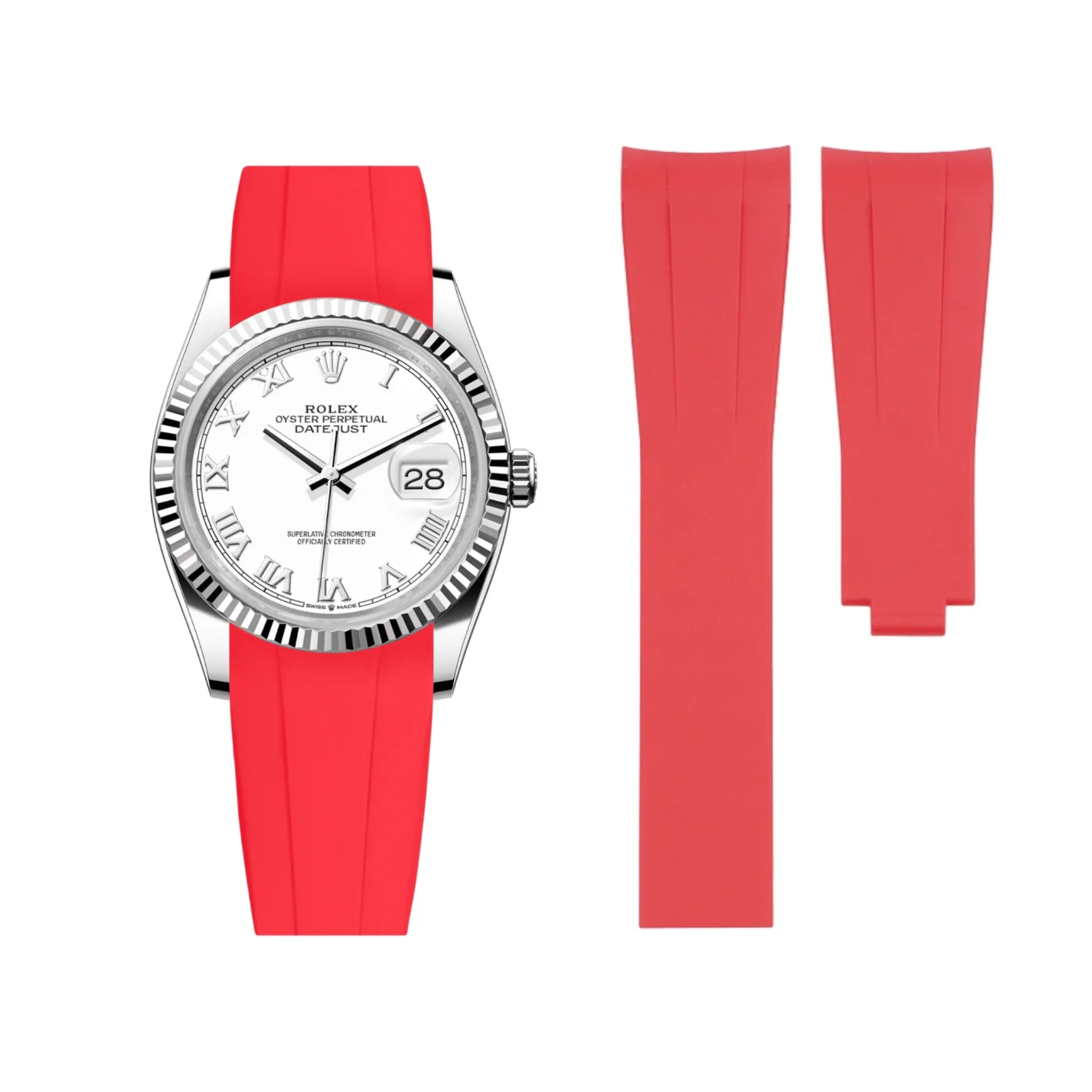 Faltschließe Kautschukarmband für Rolex Datejust 36 – Rot - Helvetus DE