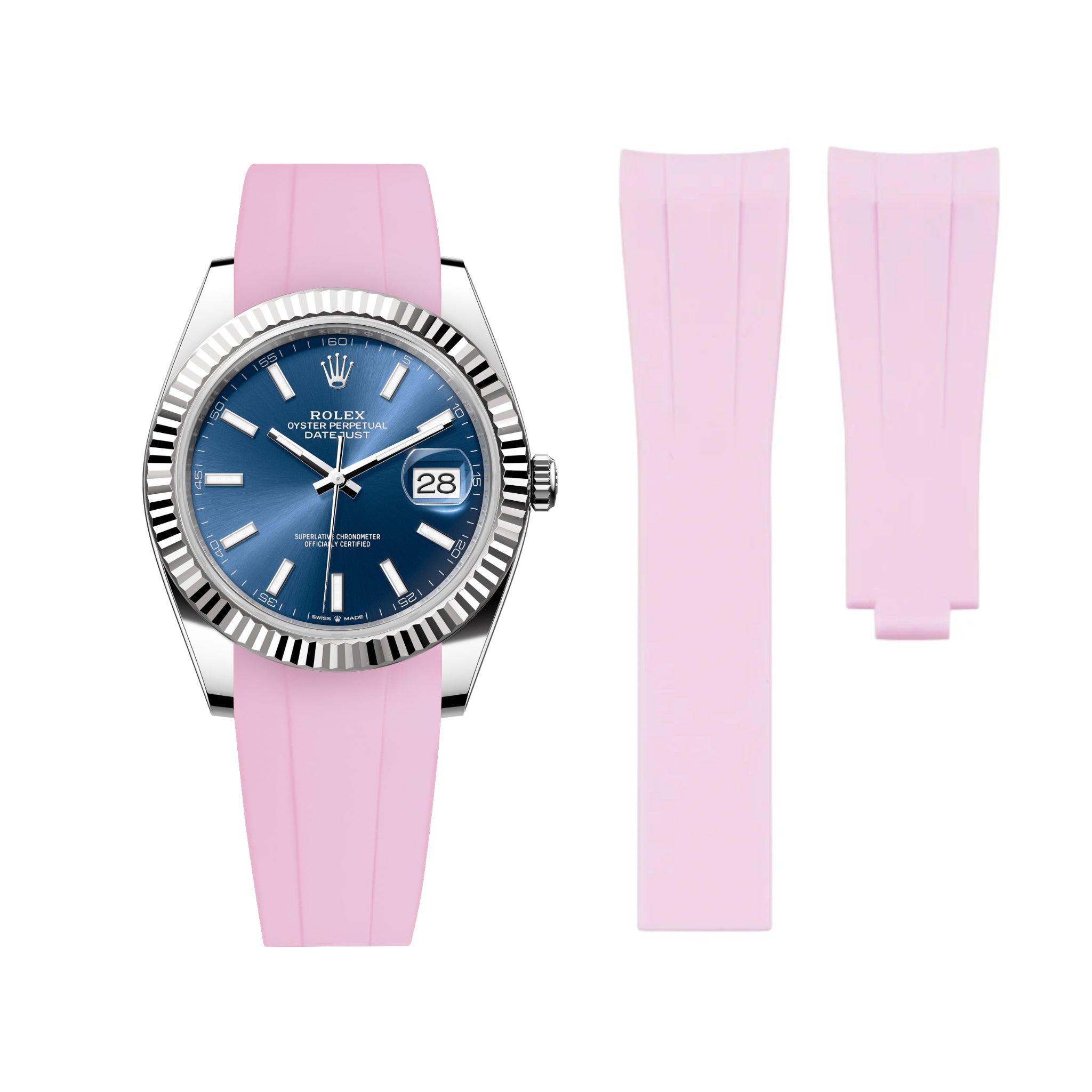 Faltschließe Kautschukarmband für Rolex Datejust 41mm – Pink - Helvetus DE