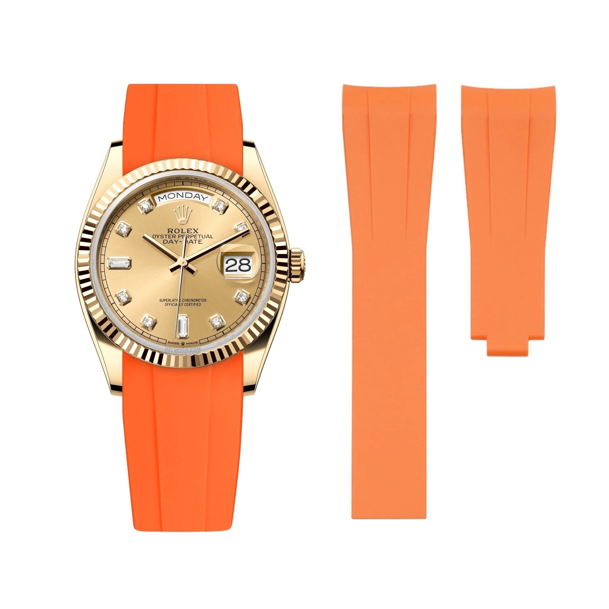 Faltschließe Kautschukarmband für Rolex Day - Date 36mm – Orange - Helvetus DE