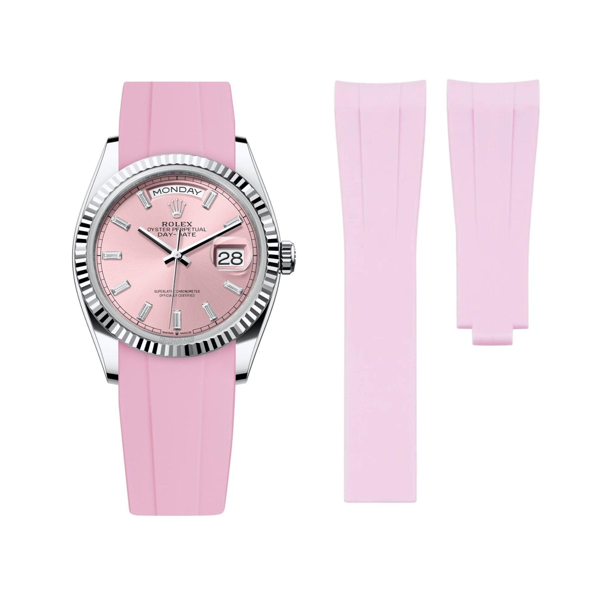 Faltschließe Kautschukarmband für Rolex Day - Date 36mm – Pink - Helvetus DE