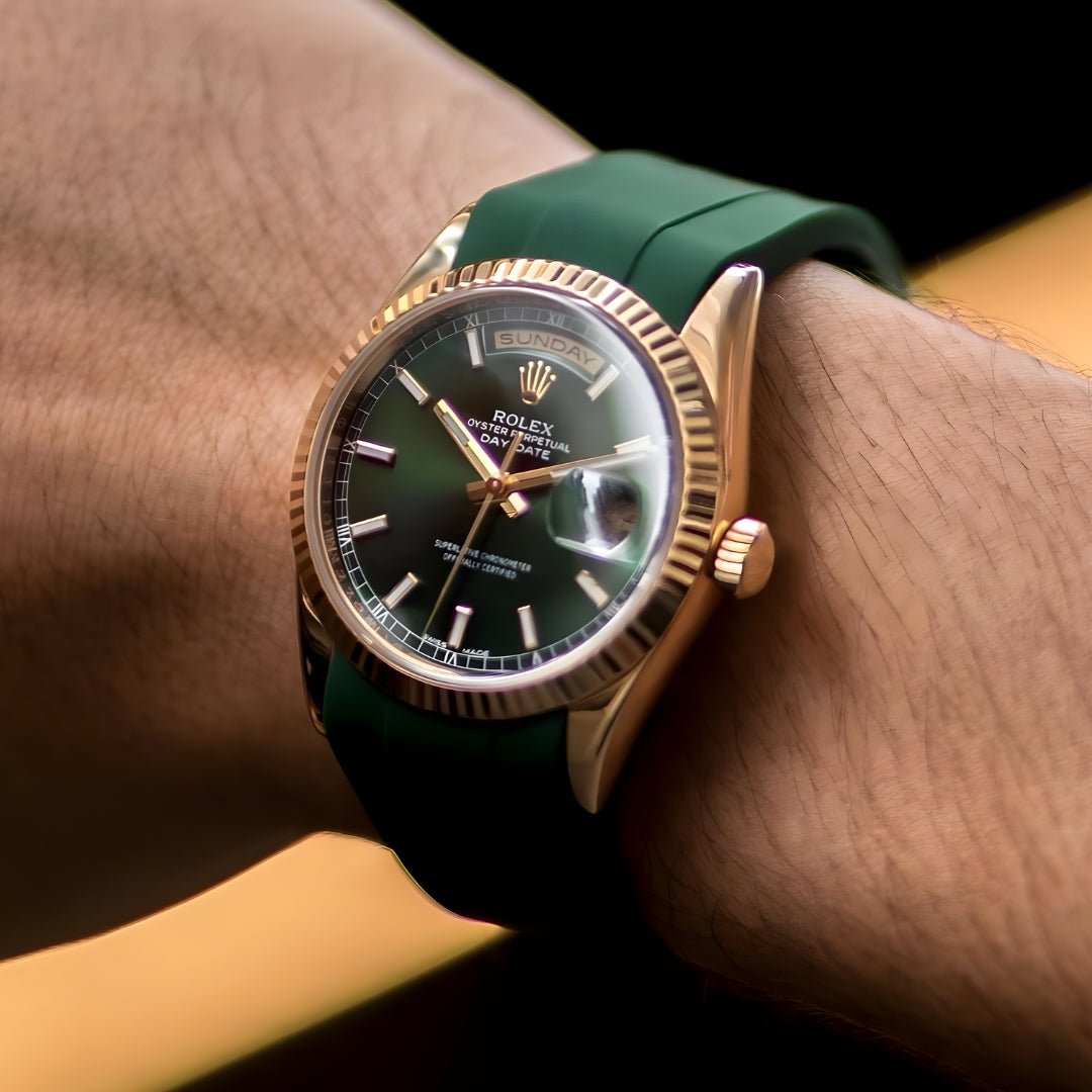 Faltschliesse Kautschukarmband für Rolex Day - Date 40mm – Grün - Helvetus DE