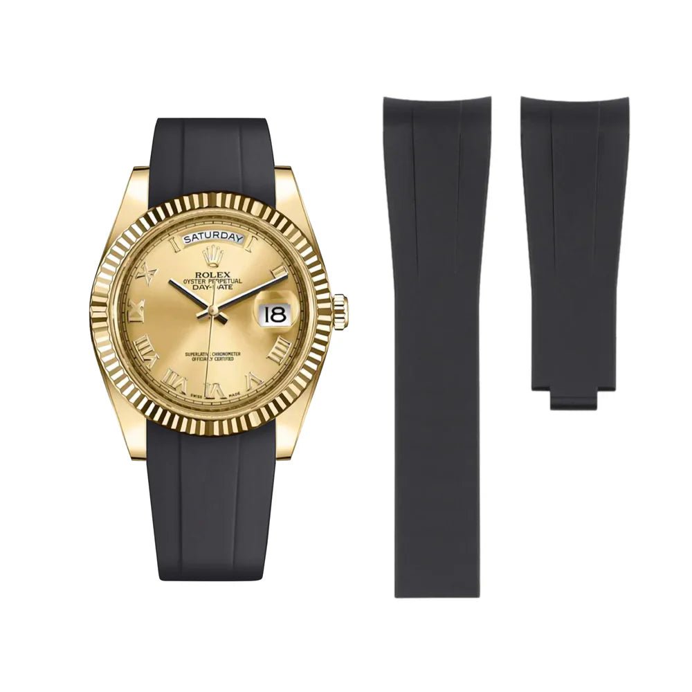 Faltschließe Kautschukarmband für Rolex Day - Date II 41mm – Schwarz - Helvetus DE