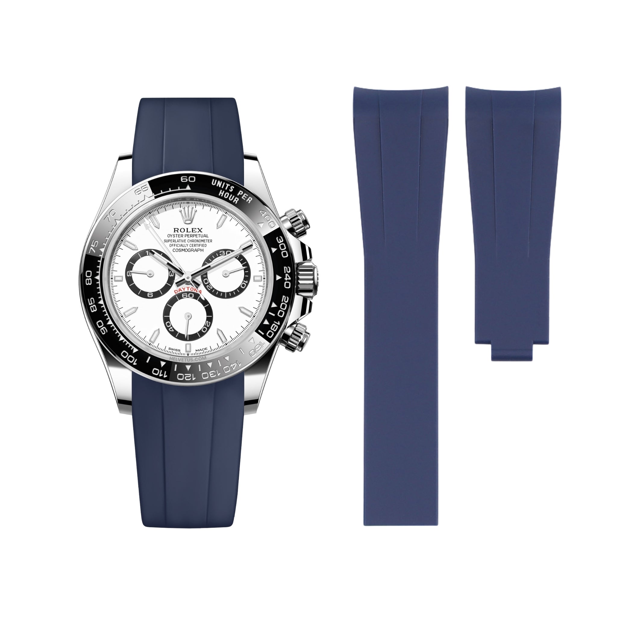 Faltschliesse Kautschukarmband für Rolex Daytona – dunkel Blau - Helvetus DE