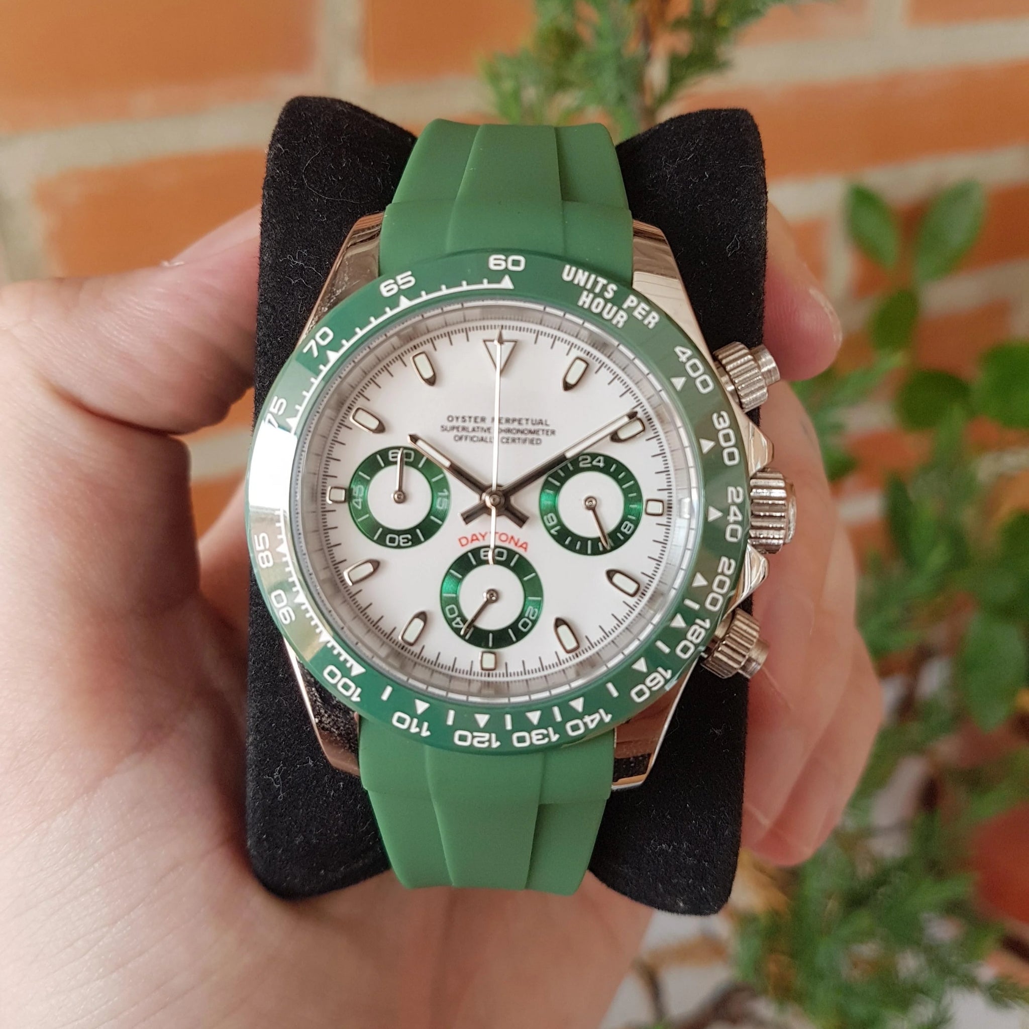 Faltschliesse Kautschukarmband für Rolex Daytona – Grün - Helvetus DE