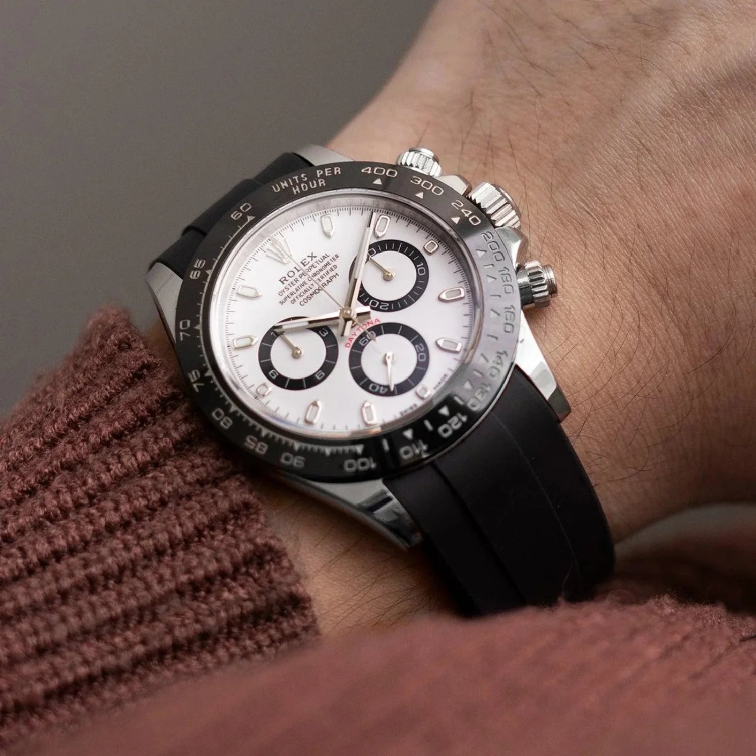 Faltschliesse Kautschukarmband für Rolex Daytona – Schwarz - Helvetus DE