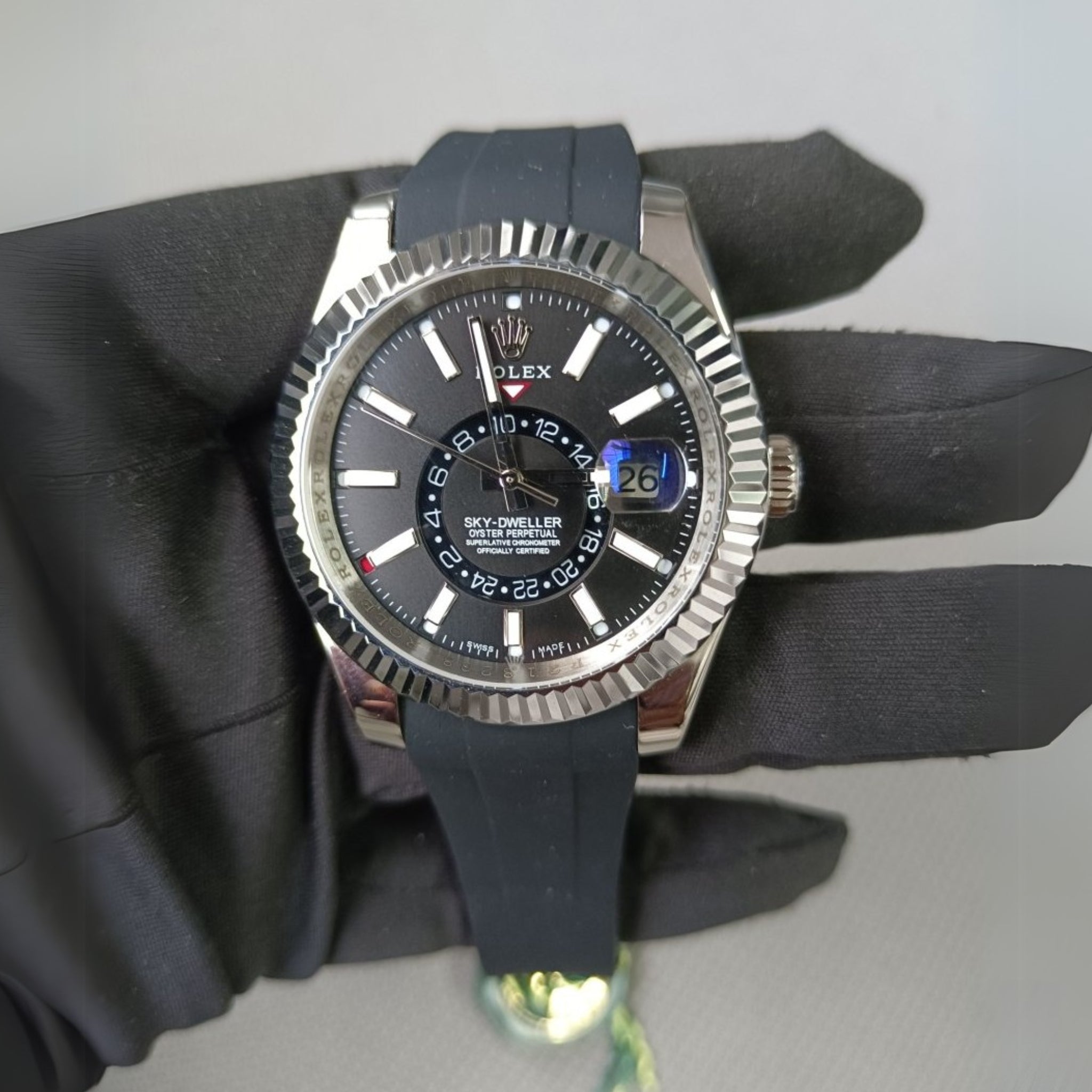 Faltschliesse Kautschukarmband für Rolex Sky - Dweller – Grau - Helvetus DE