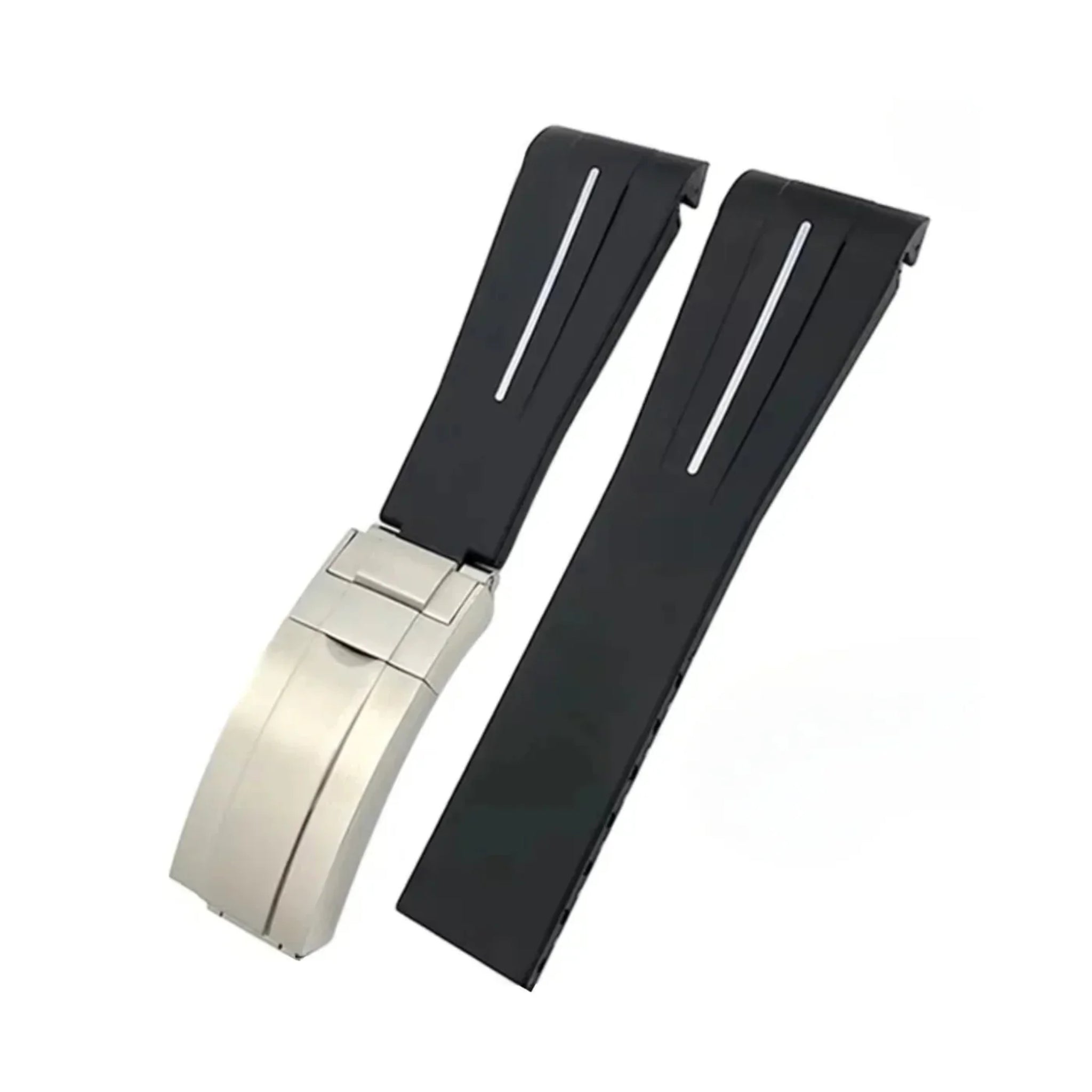 Faltschliesse Kautschukarmband für Rolex Submariner – Luxline® - Schwarz/Weiss - Helvetus DE