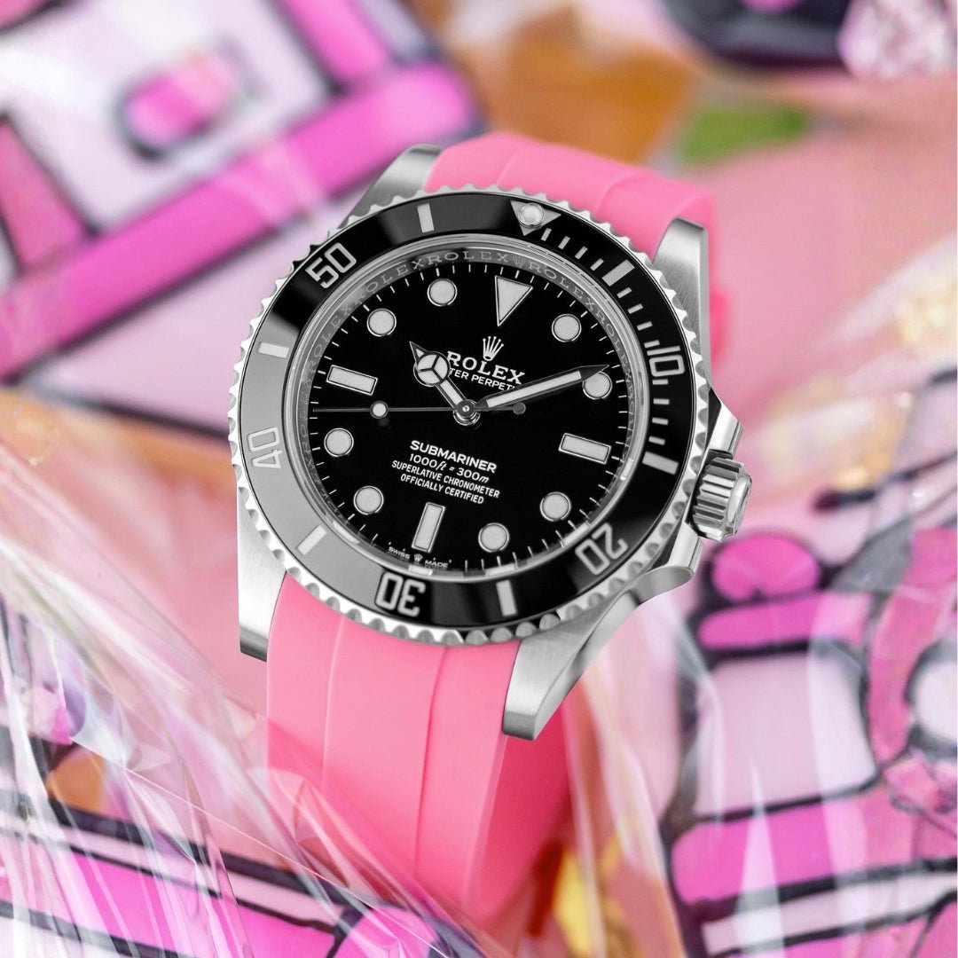 Faltschliesse Kautschukarmband für Rolex Submariner – Pink - Helvetus DE