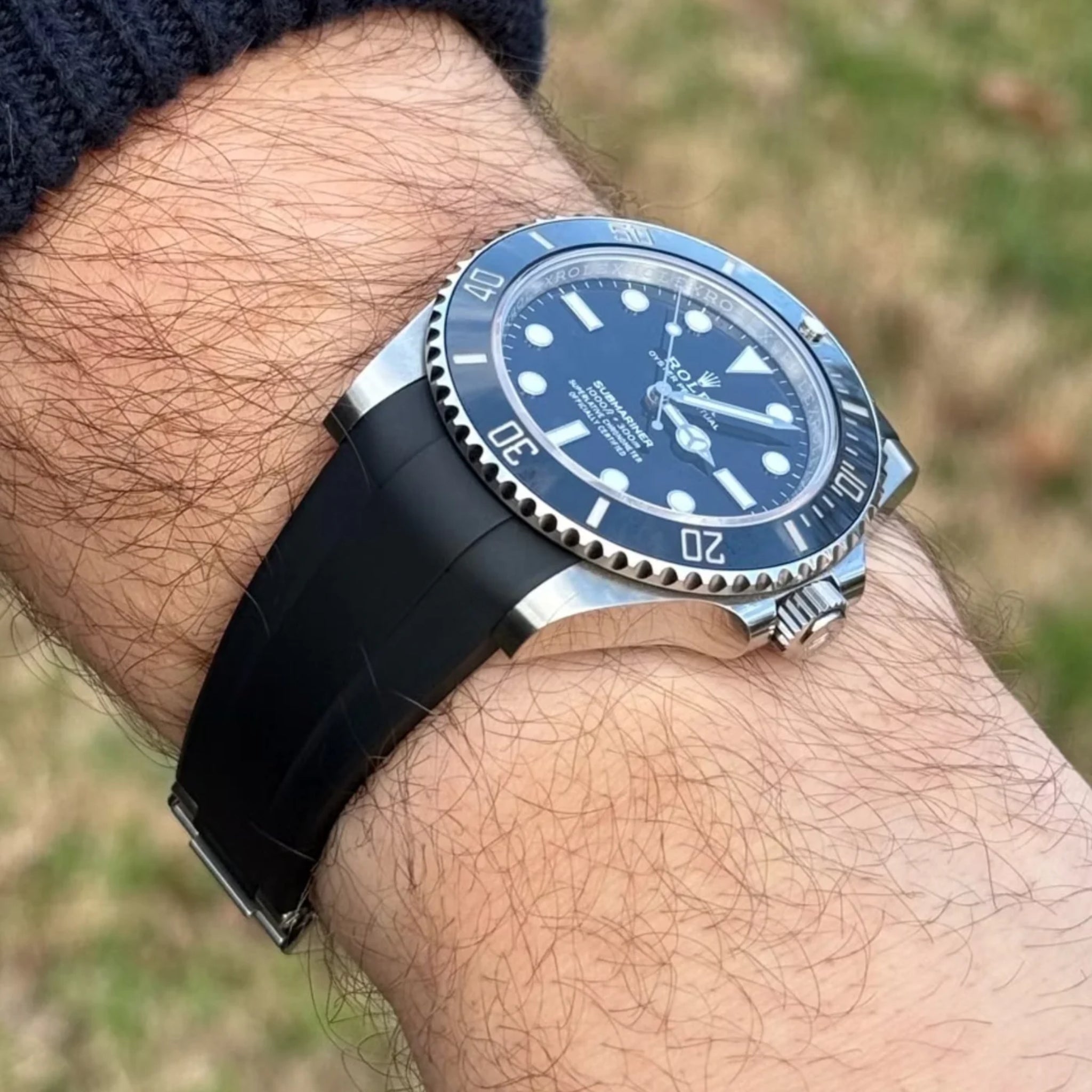 Faltschliesse Kautschukarmband für Rolex Submariner – Schwarz - Helvetus DE