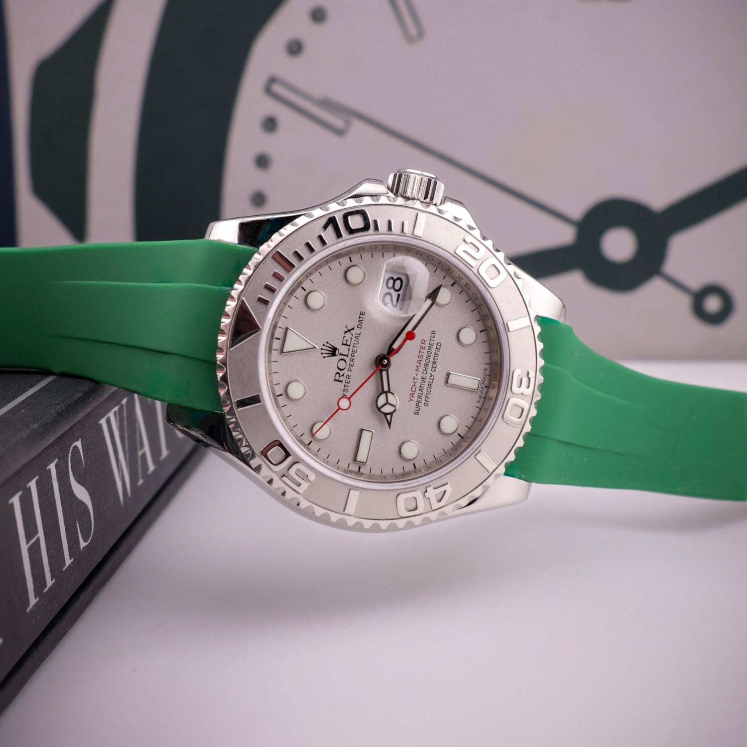 Faltschließe Kautschukarmband für Rolex Yacht - Master 40mm/42mm/37mm – Grün - Helvetus DE