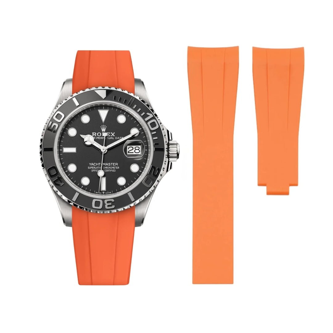 Faltschließe Kautschukarmband für Rolex Yacht - Master 40mm/42mm/37mm – Orange - Helvetus DE