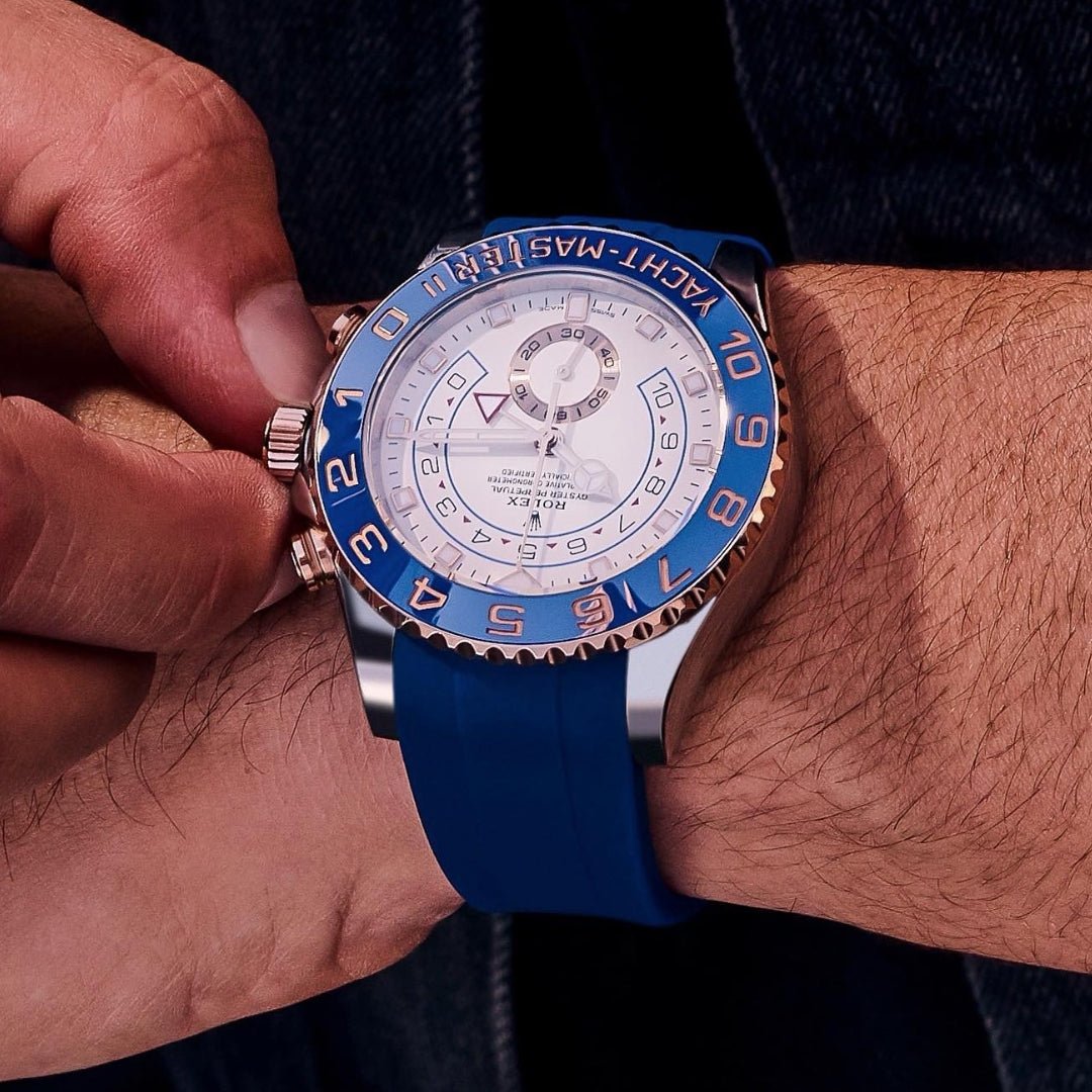 Faltschließe Kautschukarmband für Rolex Yacht - Master II 44mm - Dunkel Blau - Helvetus DE