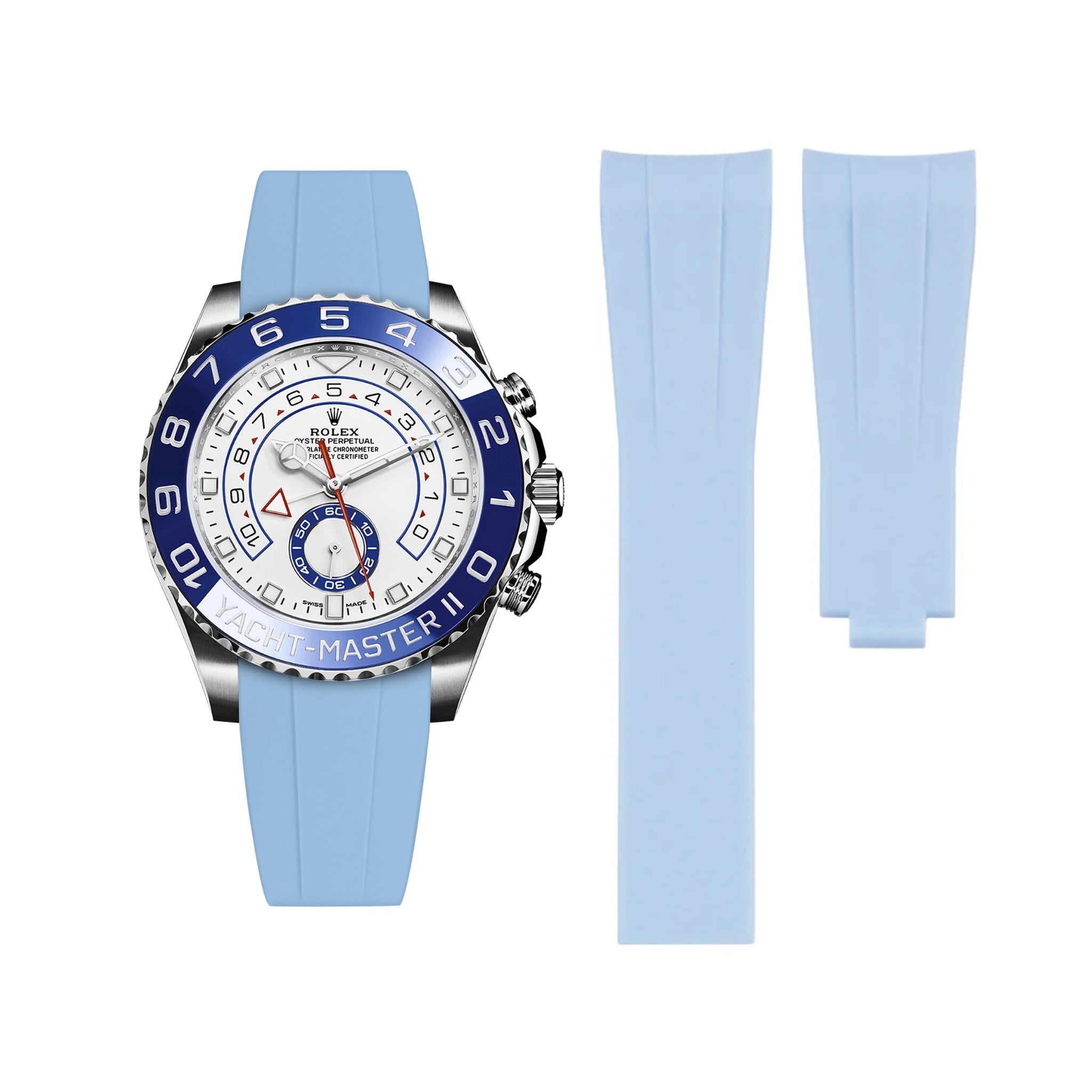 Faltschließe Kautschukarmband für Rolex Yacht - Master II – Baby Blau - Helvetus DE