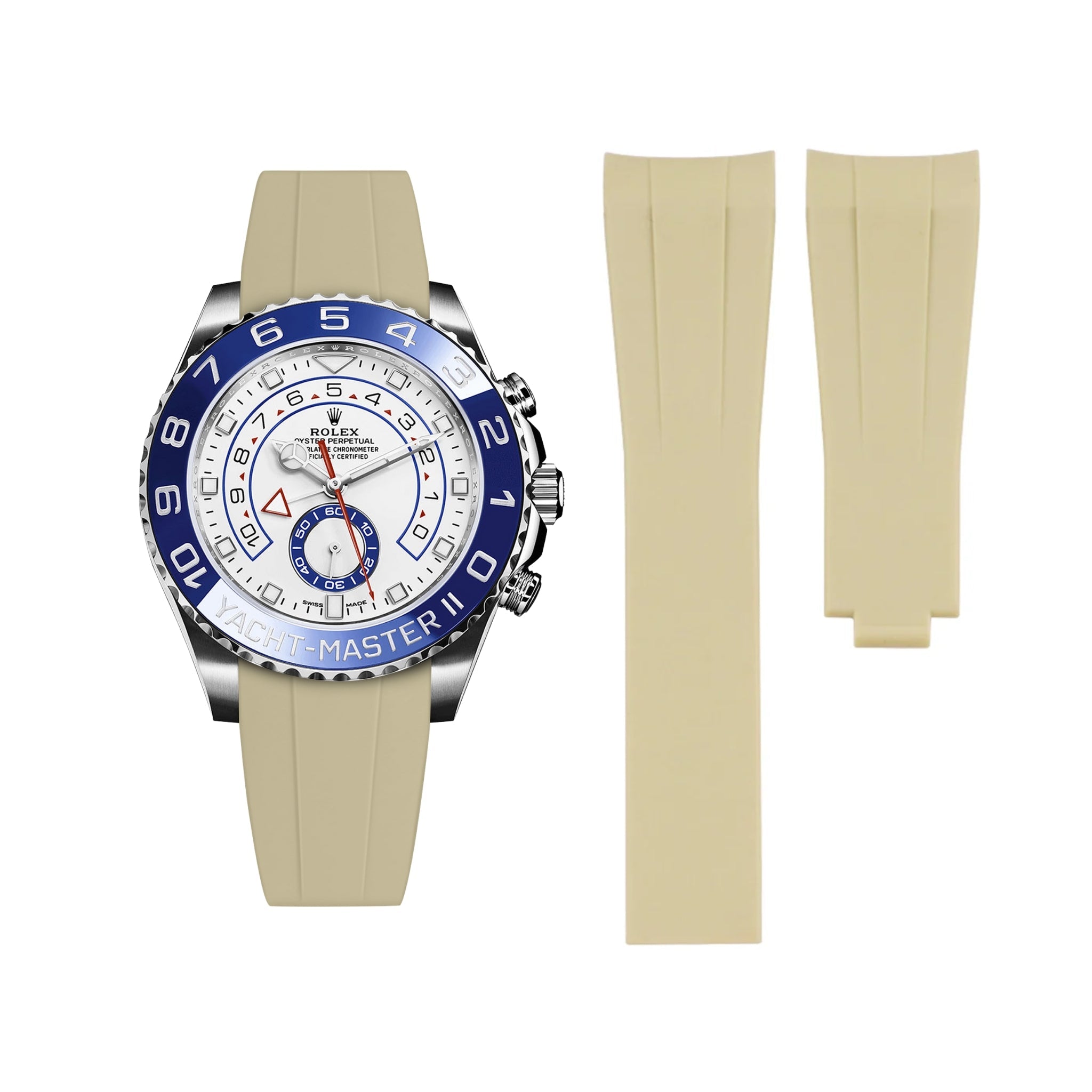 Faltschließe Kautschukarmband für Rolex Yacht - Master II – Beige - Helvetus DE