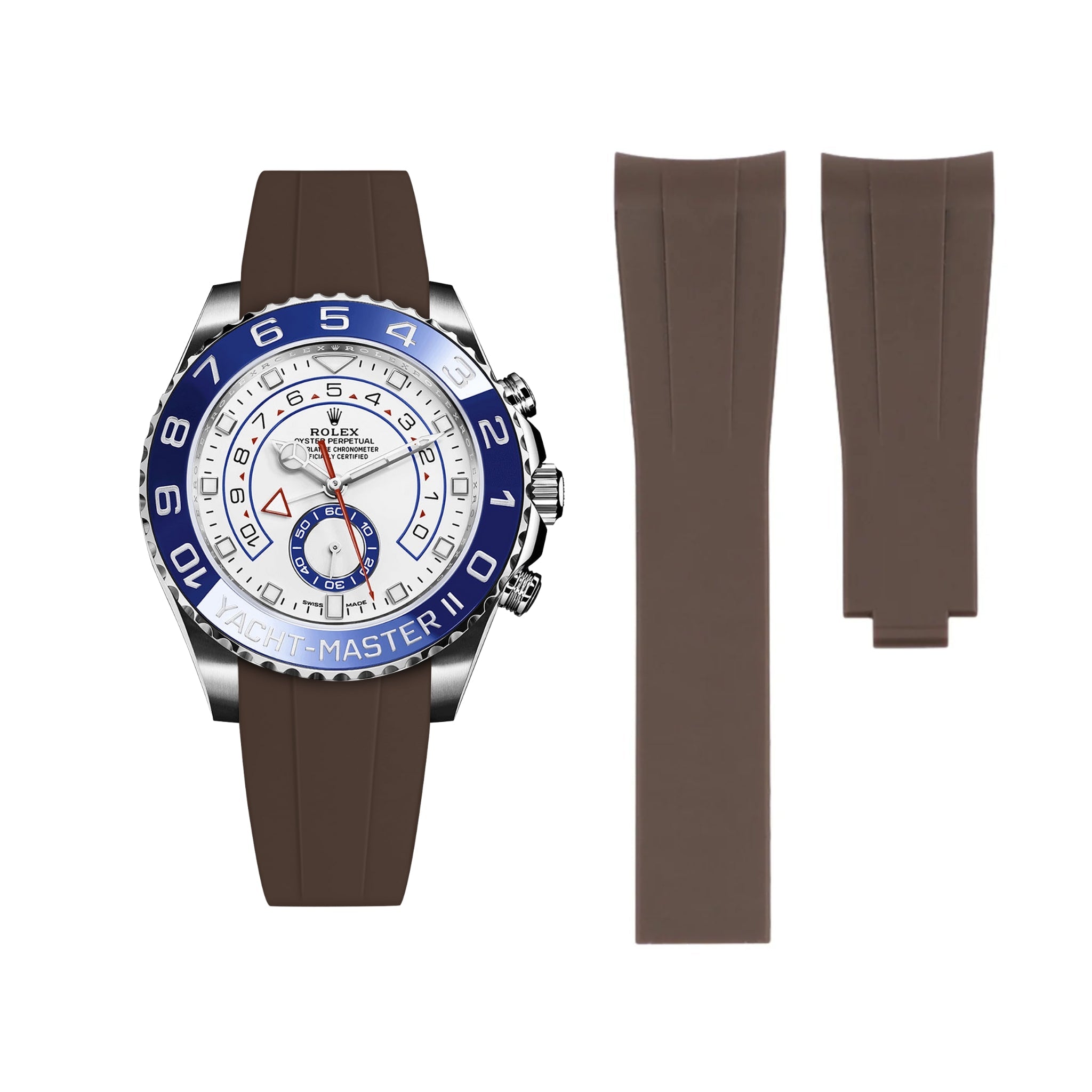 Faltschließe Kautschukarmband für Rolex Yacht - Master II – Braun - Helvetus DE