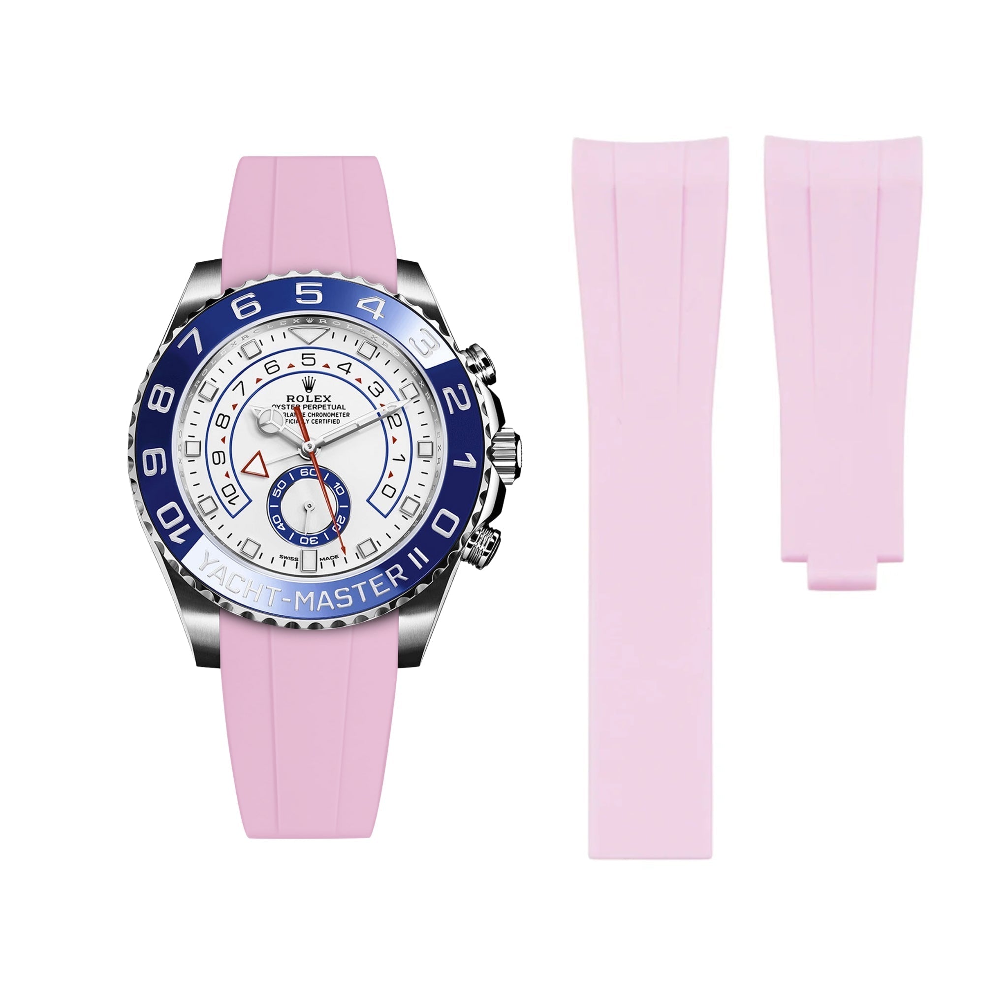 Faltschließe Kautschukarmband für Rolex Yacht - Master II – Pink - Helvetus DE