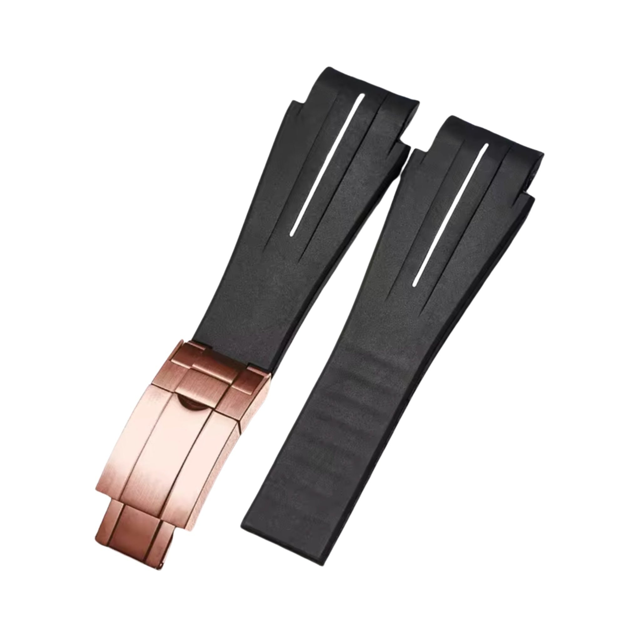 Faltschliessen Kautschukarmband für Rolex Sea - Dweller Deepsea – Schwarz/Weiss Linie | LuxLine® - Helvetus DE