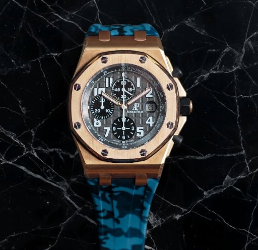 Kautschuk Armband - für alle Audemars Piguet Offshore 42mm - Blau Camo - Helvetus DE