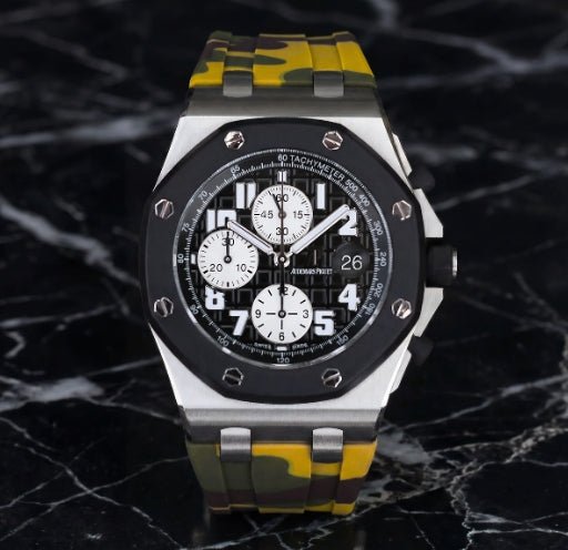 Kautschuk Armband - für alle Audemars Piguet Offshore 42mm - Gelb Camo - Helvetus DE
