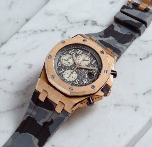 Kautschuk Armband - für alle Audemars Piguet Offshore 42mm - Grau Camo - Helvetus DE