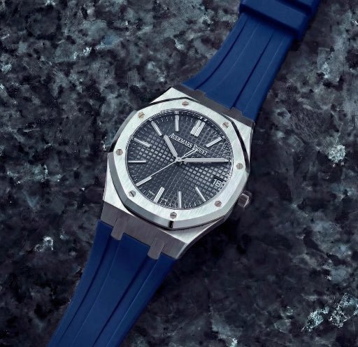 Kautschuk Armband - für alle Audemars Piguet Royal Oak 41mm - Dunkel Blau - Helvetus DE