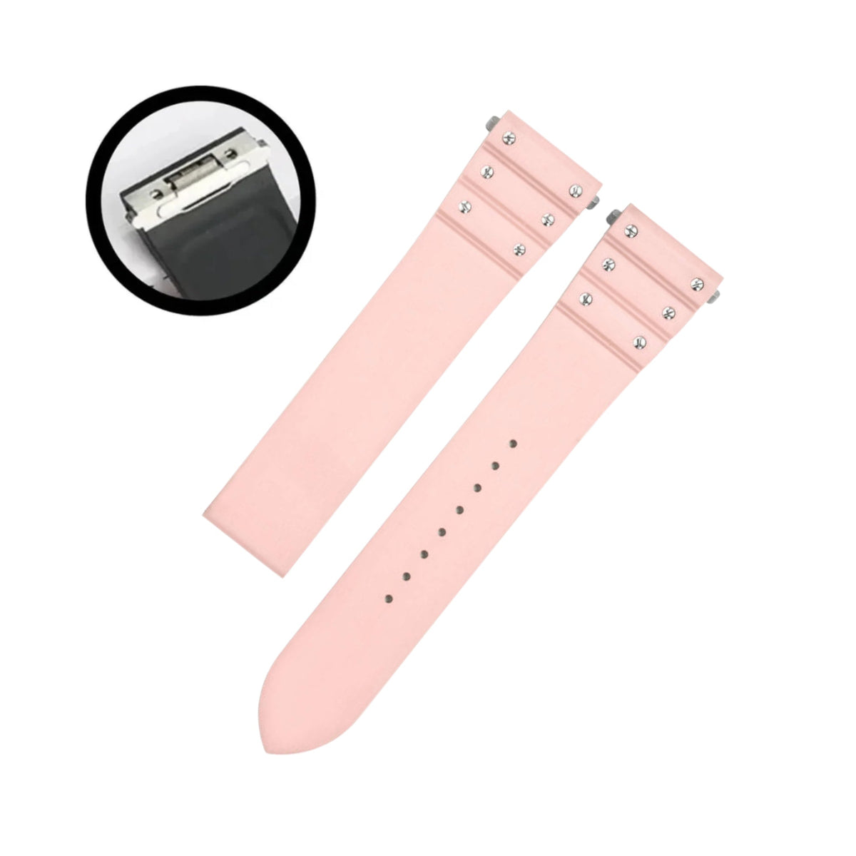 Kautschuk Armband für Cartier Santos Medium/Large – Pink mit Schrauben – Quick Switch/Release - Helvetus