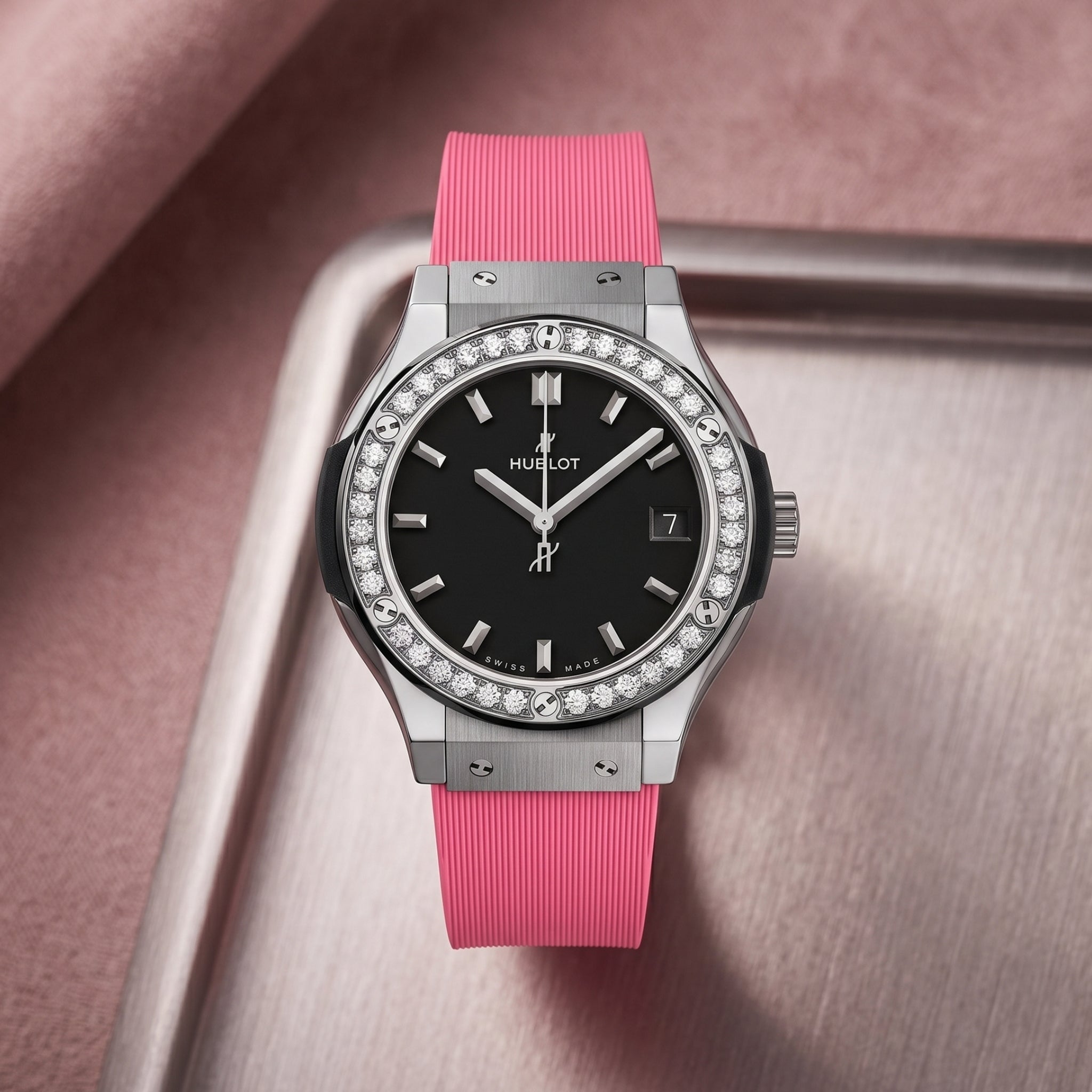 Kautschuk Armband – Für Hublot Damen Modell – Pink - Helvetus