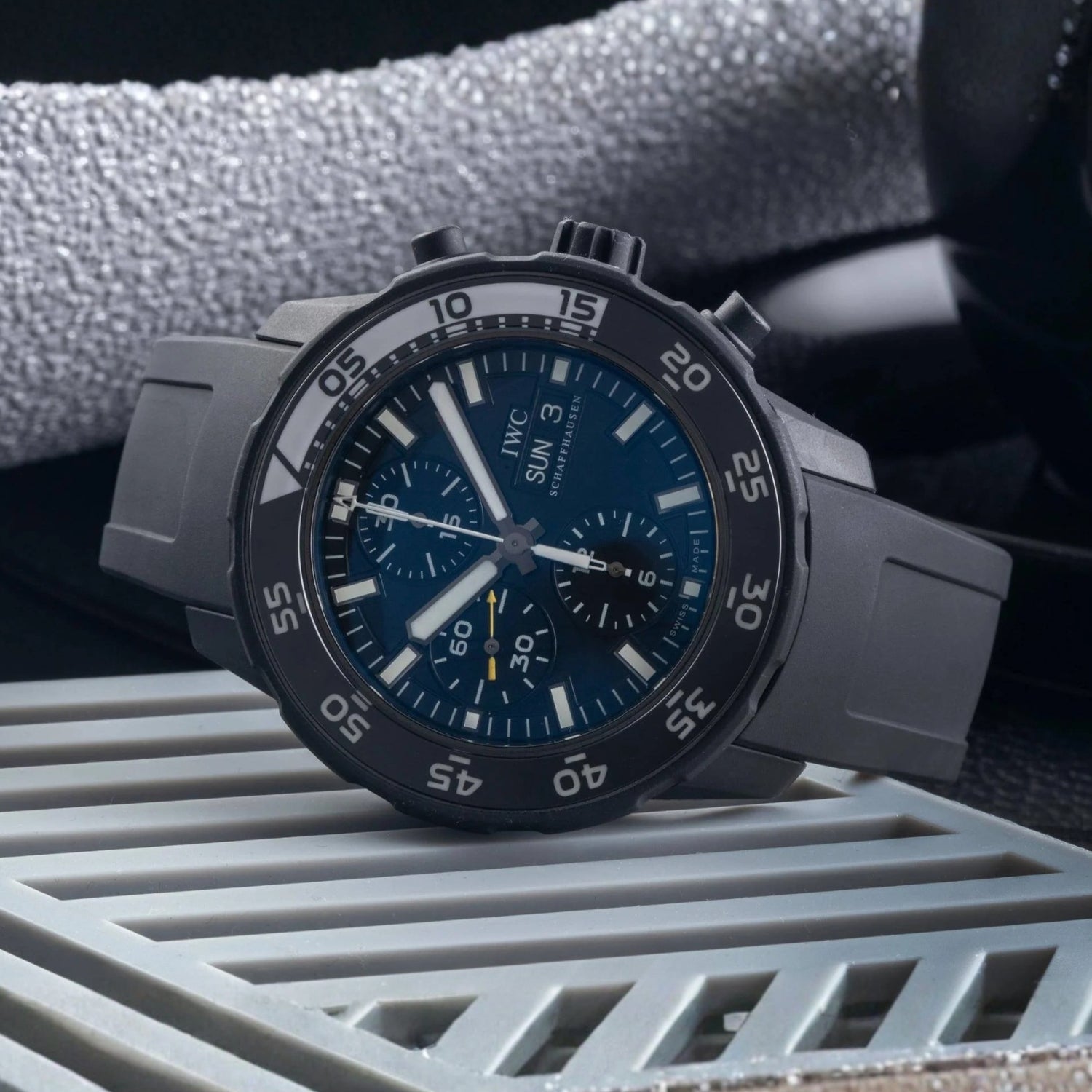 Kautschuk Armband – Für IWC Aquatimer 2000 – Schwarz - Helvetus DE