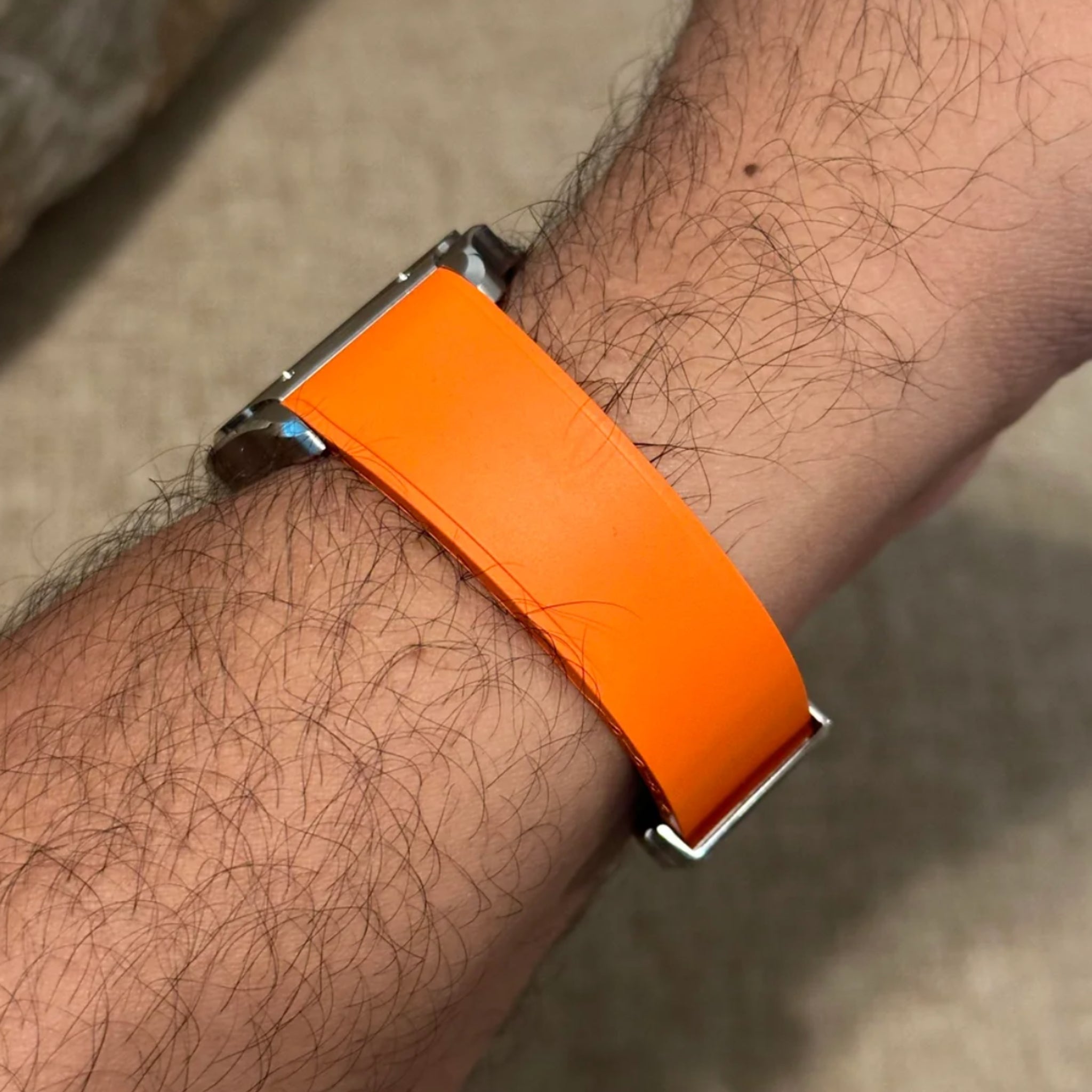 Kautschuk Armband für Santos de Cartier Medium/Large – Orange – Quick Switch/Release - Helvetus DE