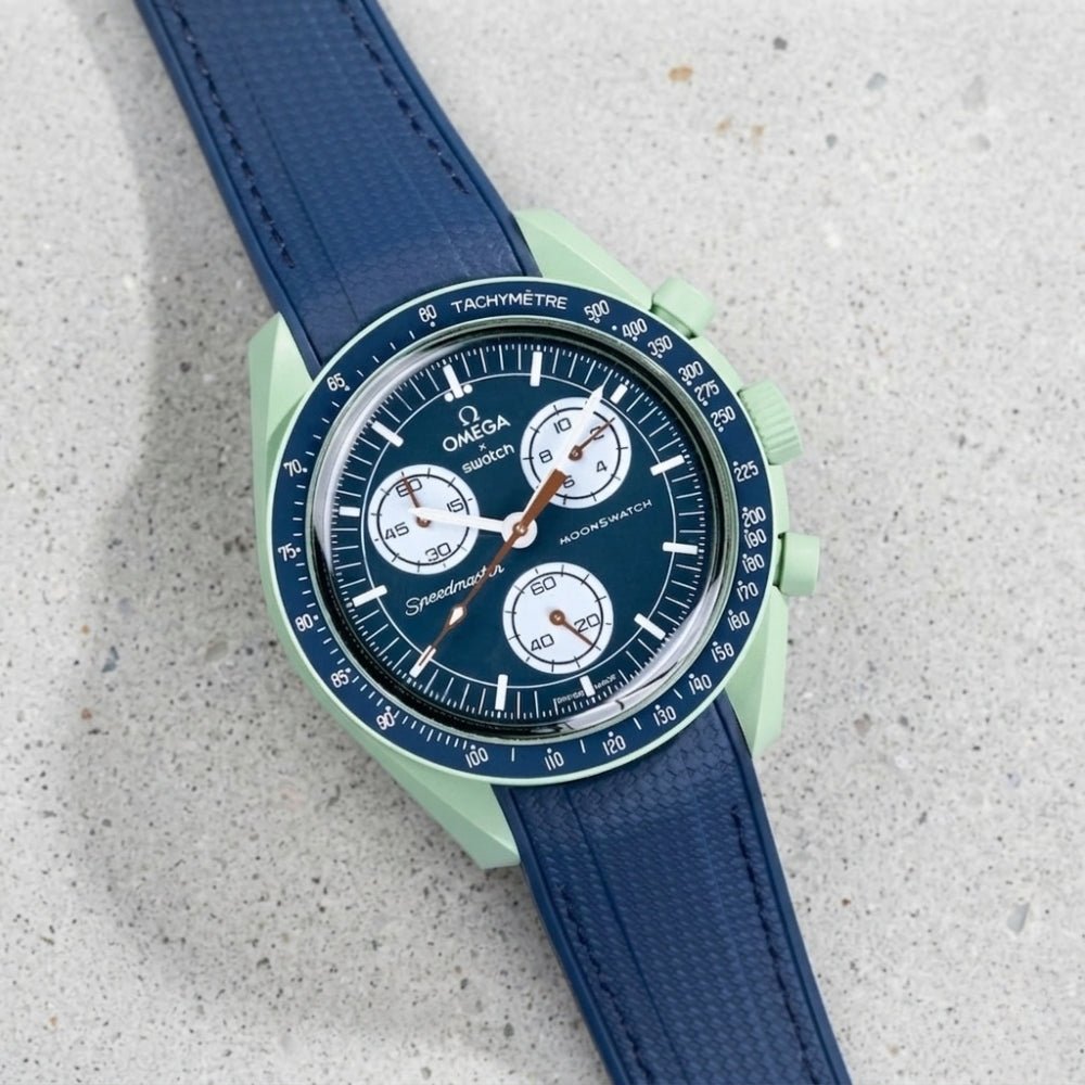 Kautschukarmband – Für Mission on Earth | Omega X Swatch | MoonSwatch – Blau mit Blau - Helvetus DE