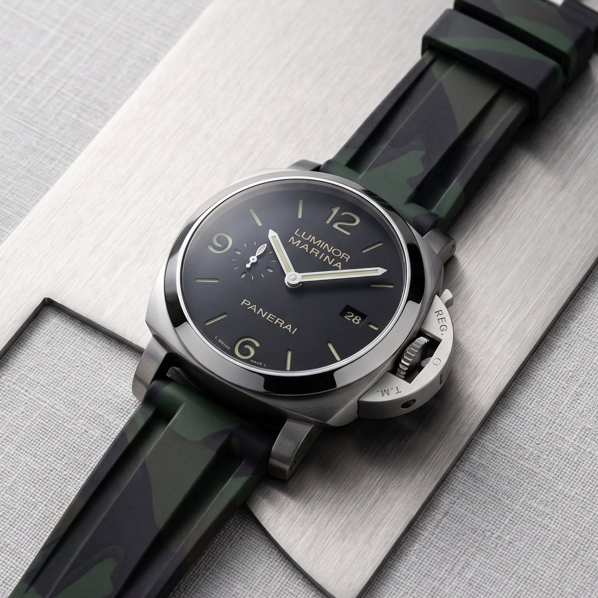 Kautschukarmband – Für Panerai – dunkel Grün Camo - Helvetus