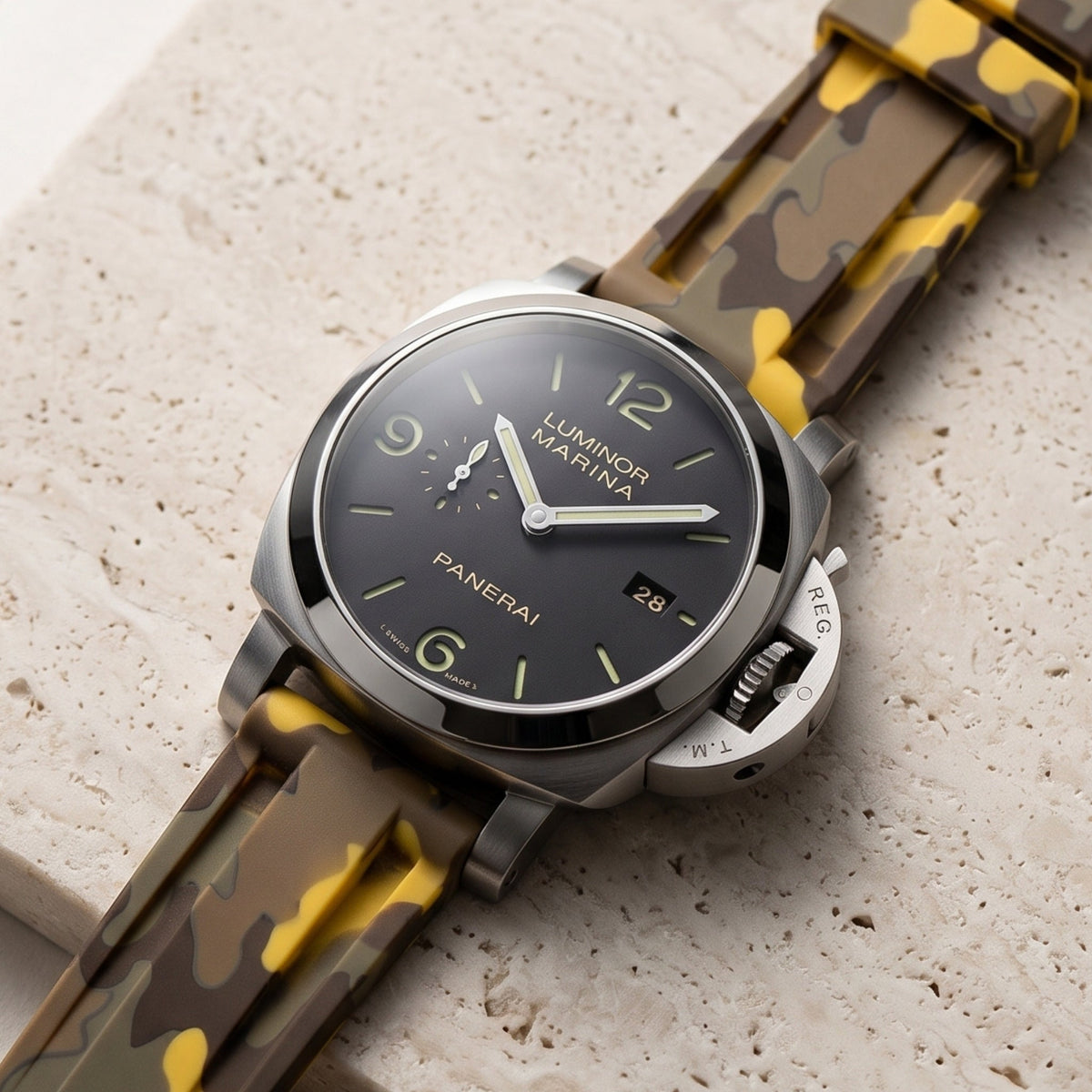 Kautschukarmband – Für Panerai – Gelb Camo - Helvetus