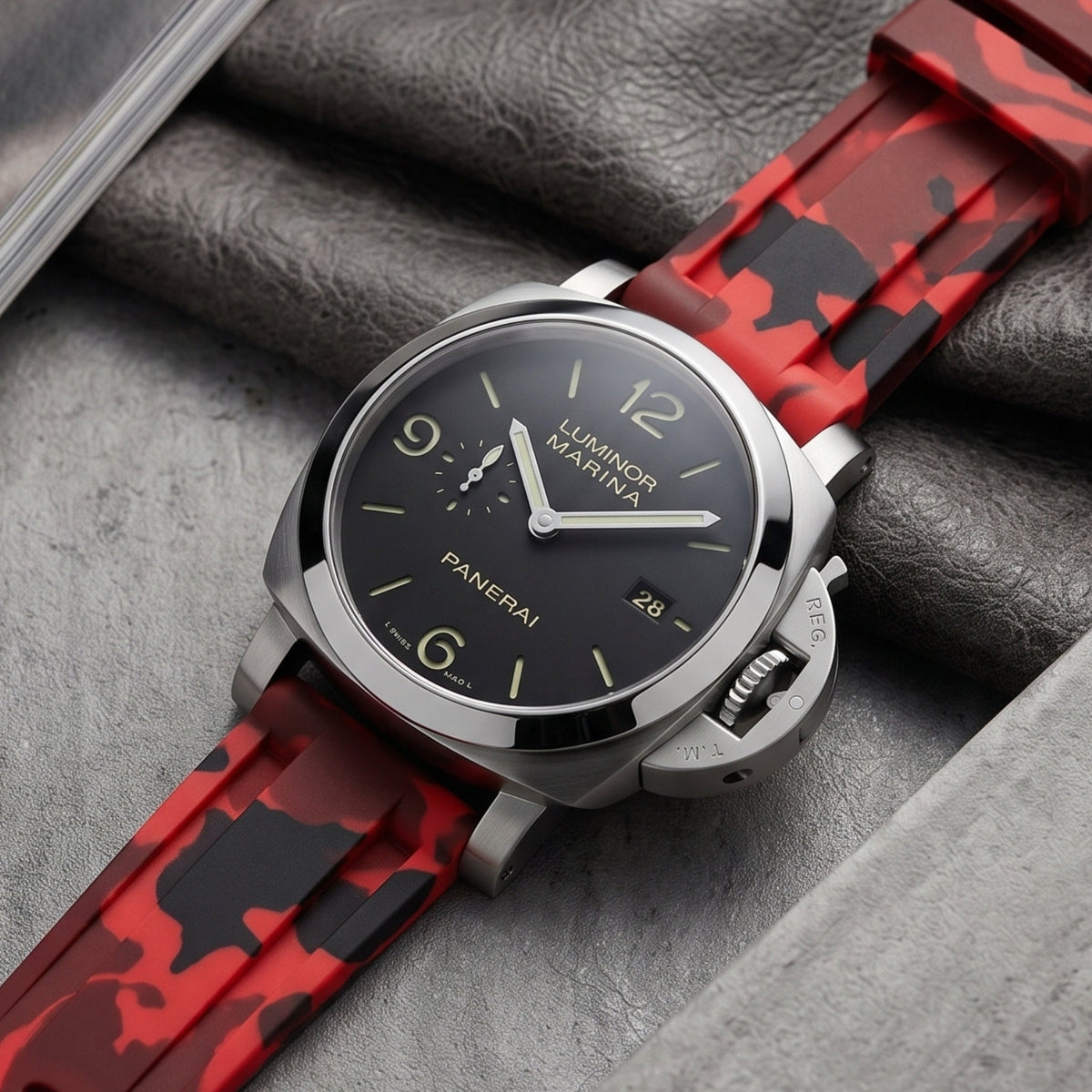 Kautschukarmband – Für Panerai – Rot Camo - Helvetus