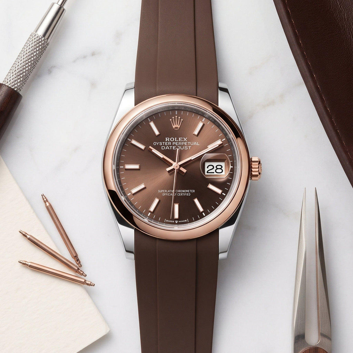Kautschukarmband für Rolex Datejust 36 – Braun - Helvetus