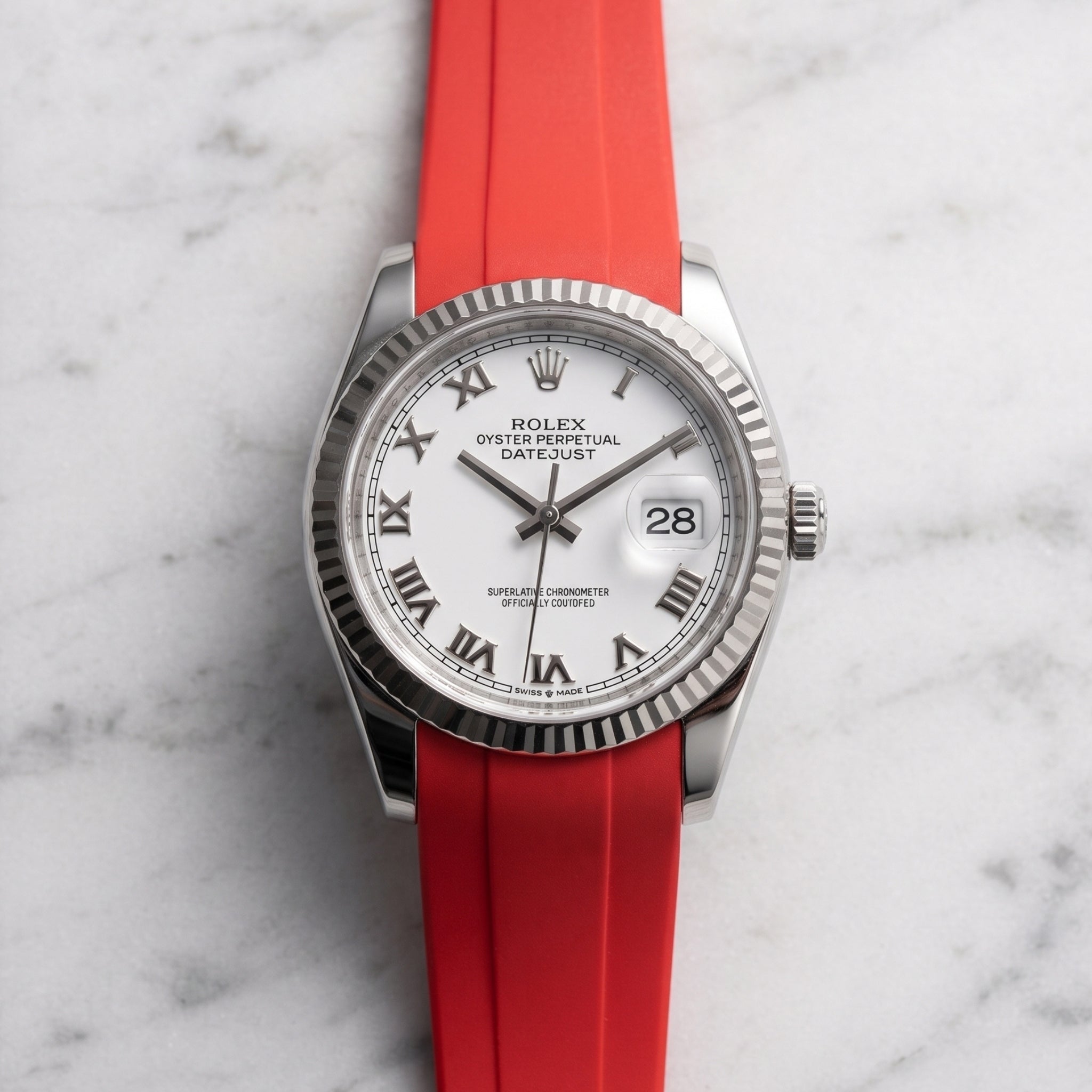 Kautschukarmband für Rolex Datejust 36 – Rot - Helvetus