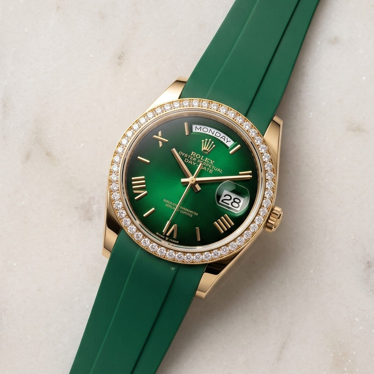 Kautschukarmband für Rolex Day-Date 36mm – Grün - Helvetus