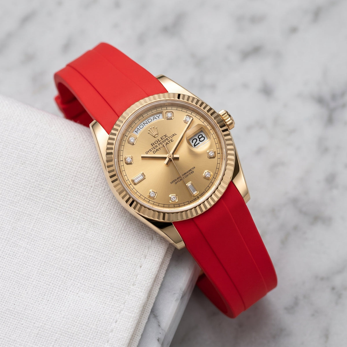 Kautschukarmband für Rolex Day-Date 36mm – Rot - Helvetus