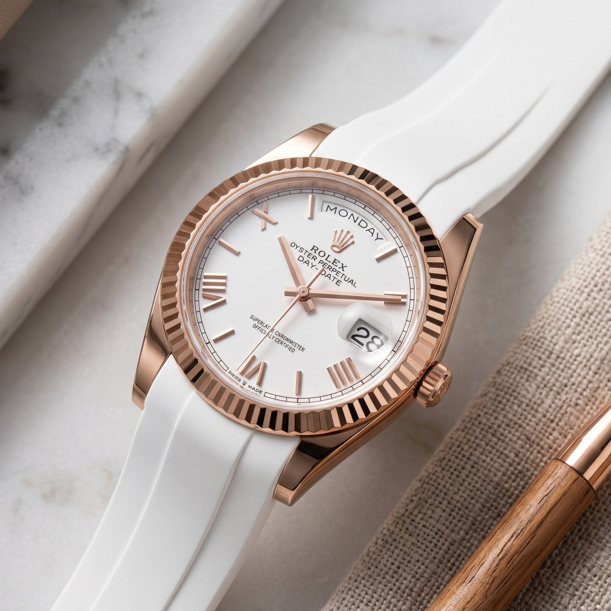 Kautschukarmband für Rolex Day-Date 36mm – Weiss - Helvetus