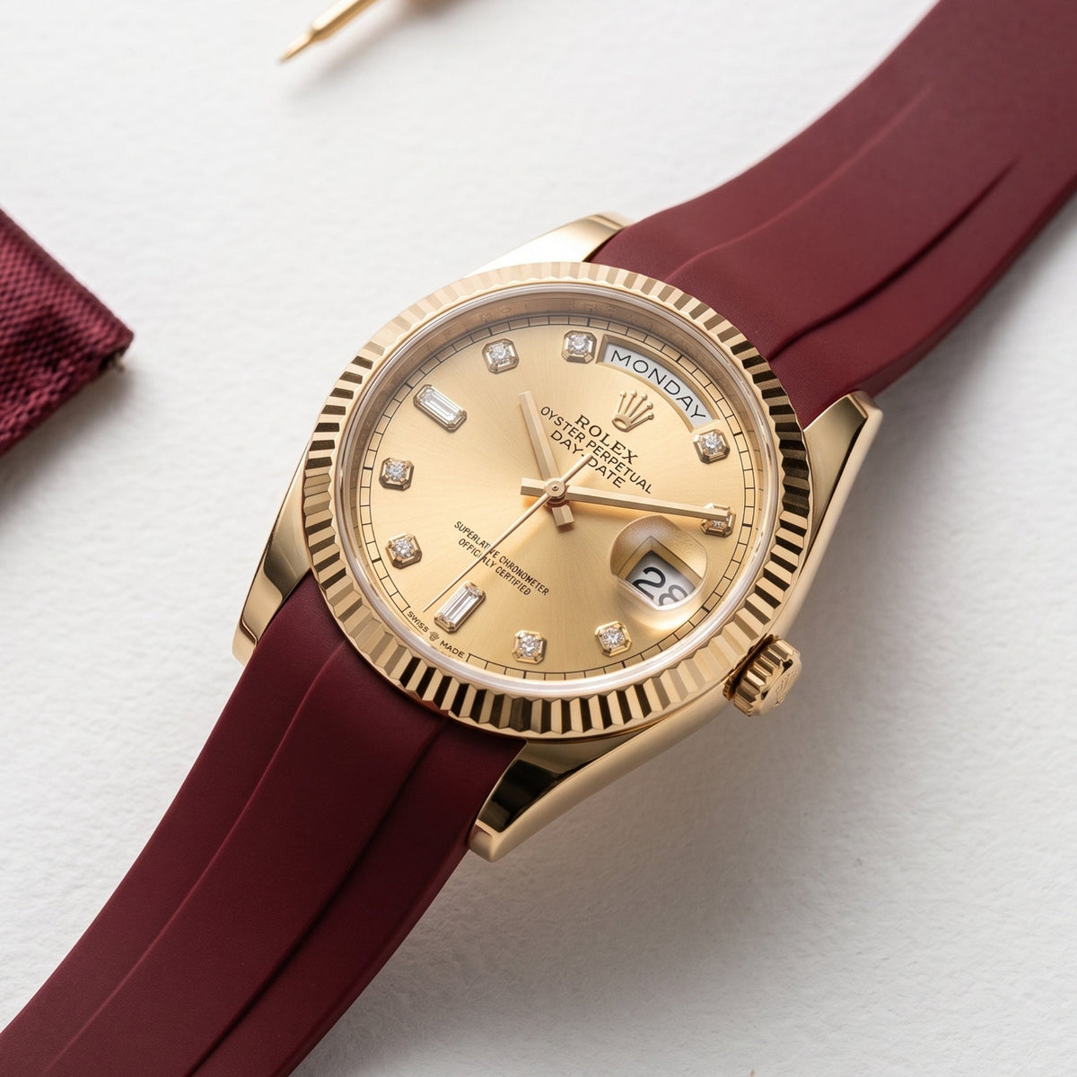 Kautschukarmband für Rolex Day-Date 40mm – Bordeaux - Helvetus