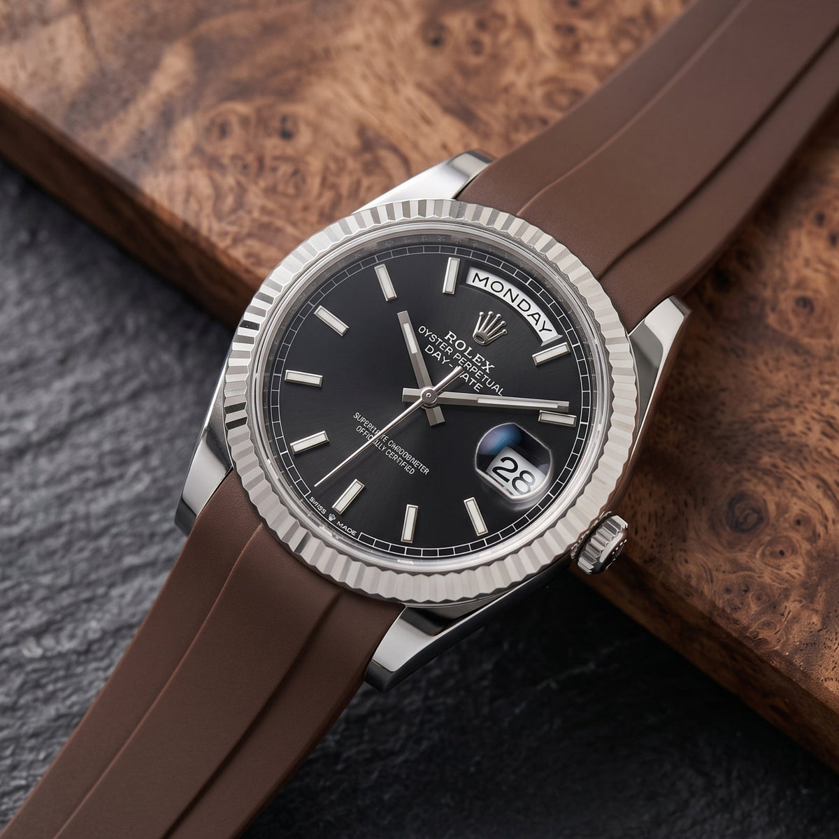 Kautschukarmband für Rolex Day-Date 40mm – Braun - Helvetus