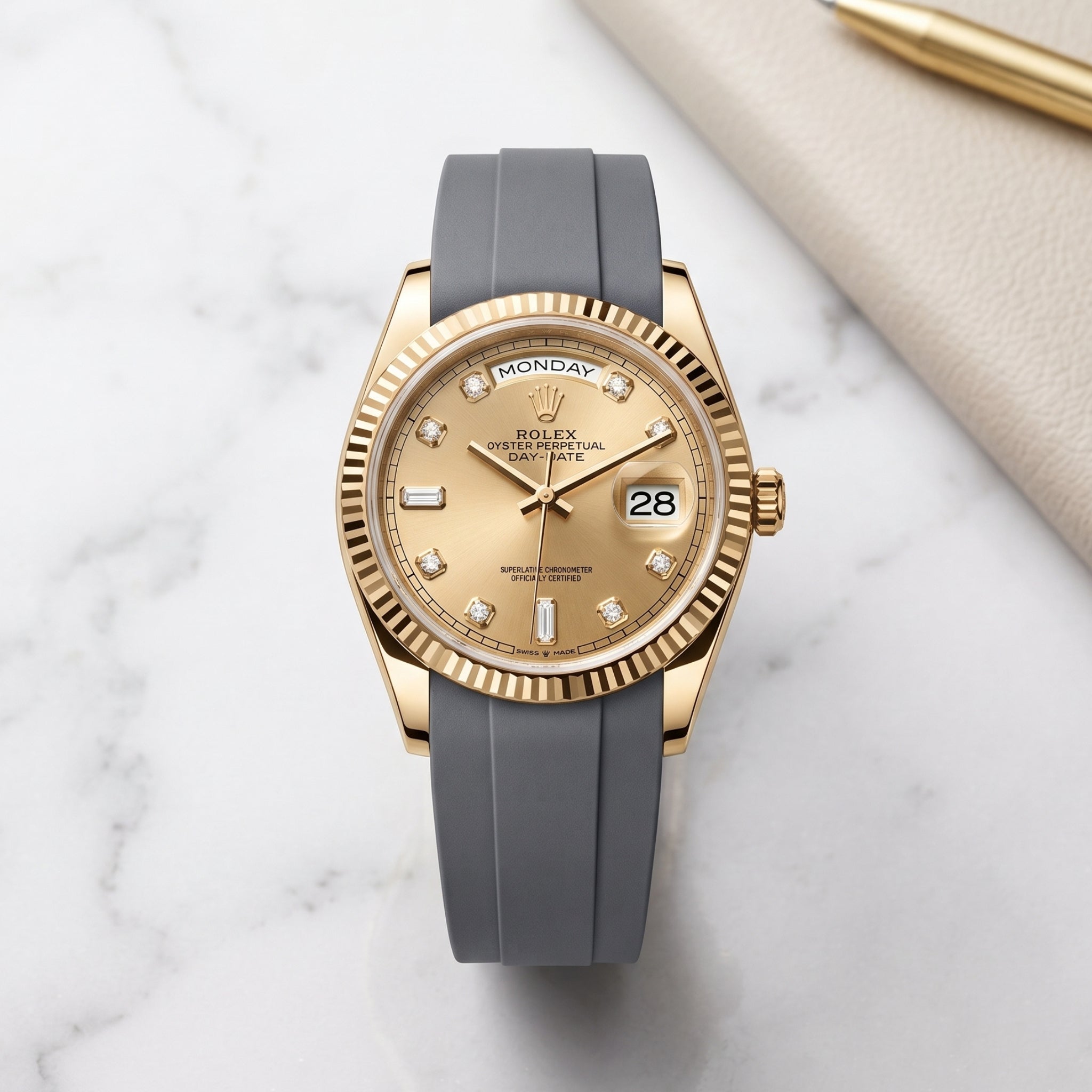 Kautschukarmband für Rolex Day-Date 40mm – Grau - Helvetus