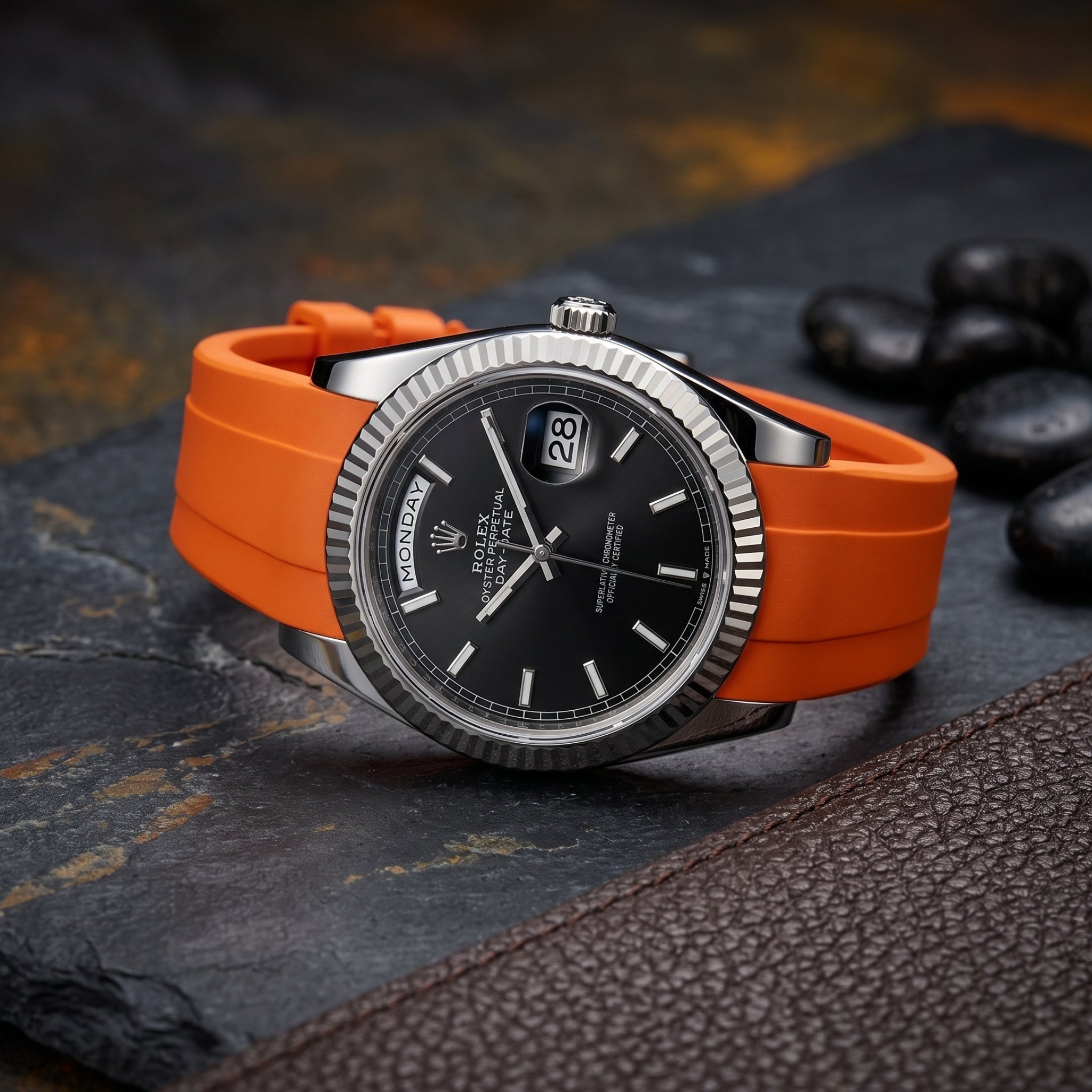 Kautschukarmband für Rolex Day-Date 40mm – Orange - Helvetus