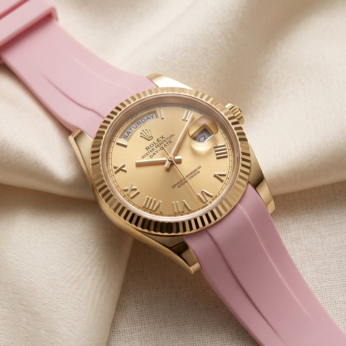 Kautschukarmband für Rolex Day-Date II 41mm – Pink - Helvetus