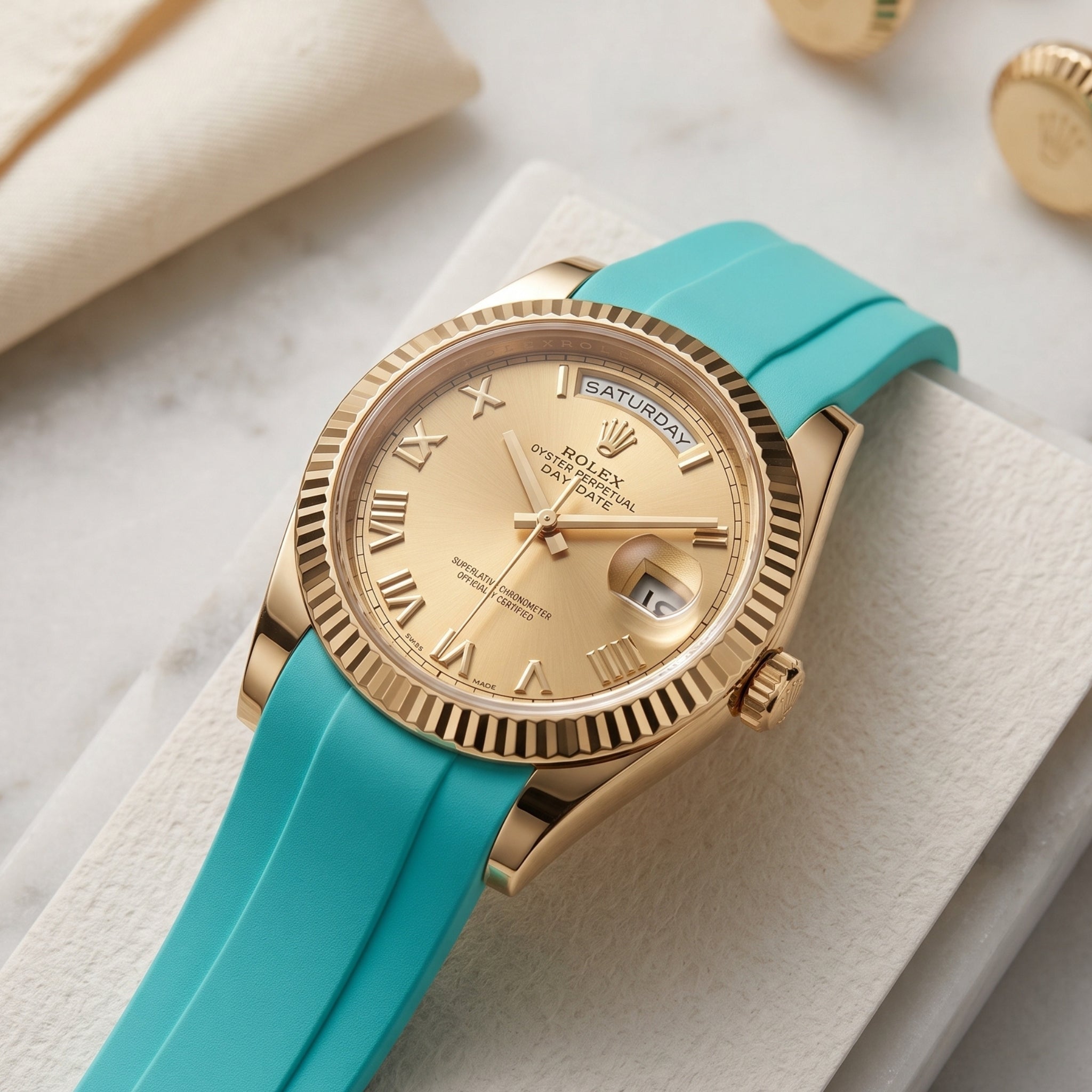 Kautschukarmband für Rolex Day-Date II 41mm – Türkis - Helvetus